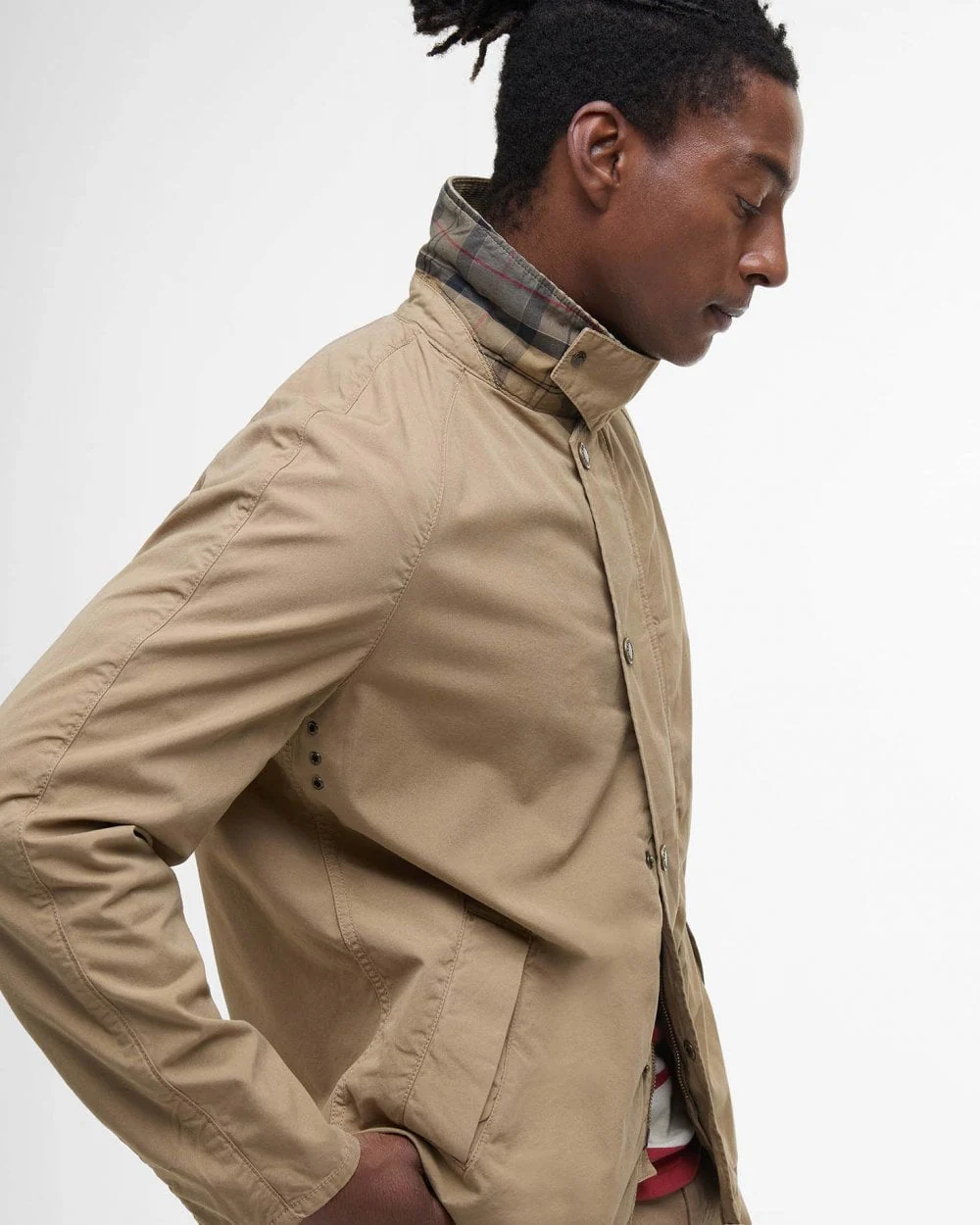 Barbour Tracker Mens Casual Jacket - Washed Stone - Image 6