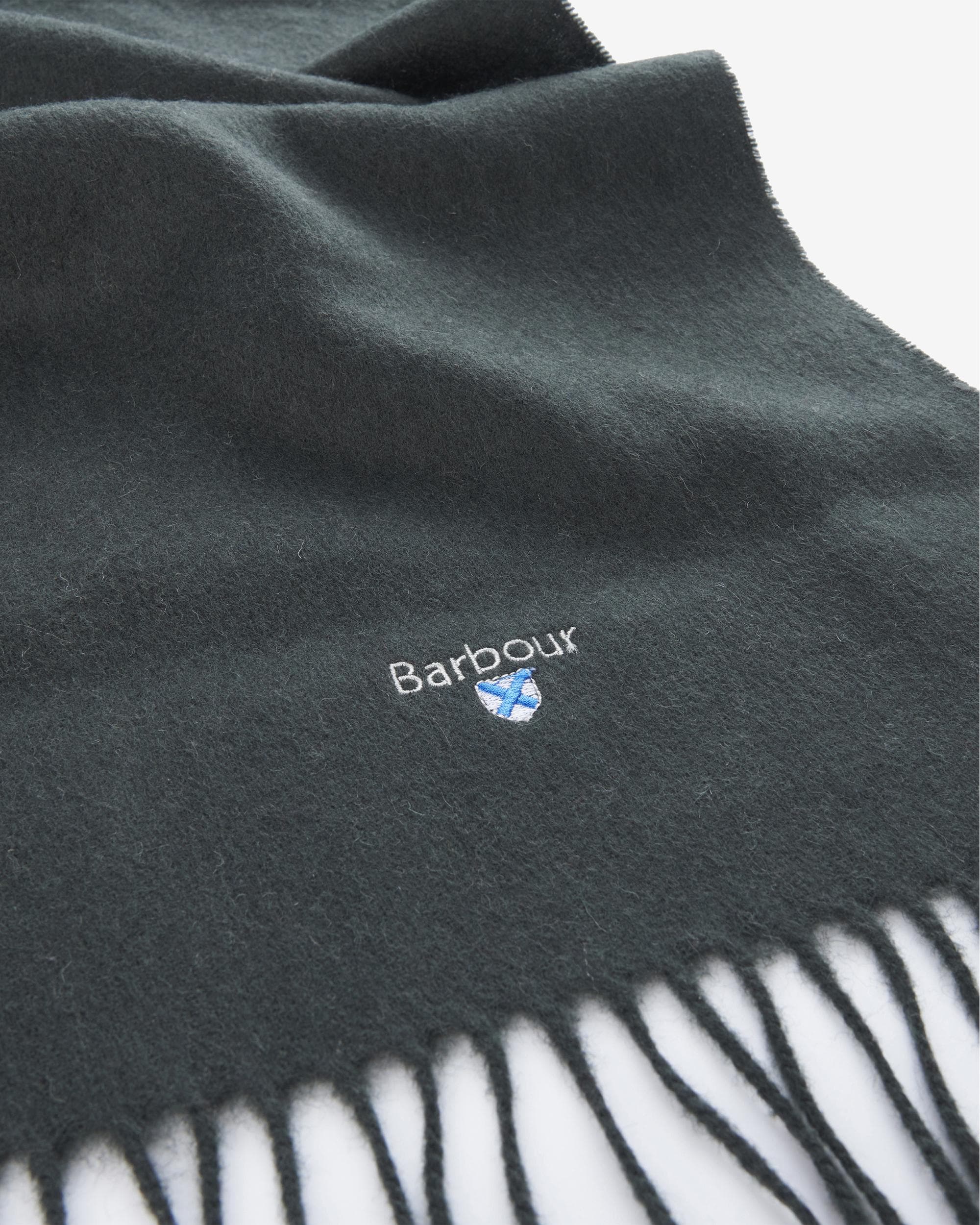 Barbour Unisex Plain Lambswool Scarf - Forest Green - Image 5
