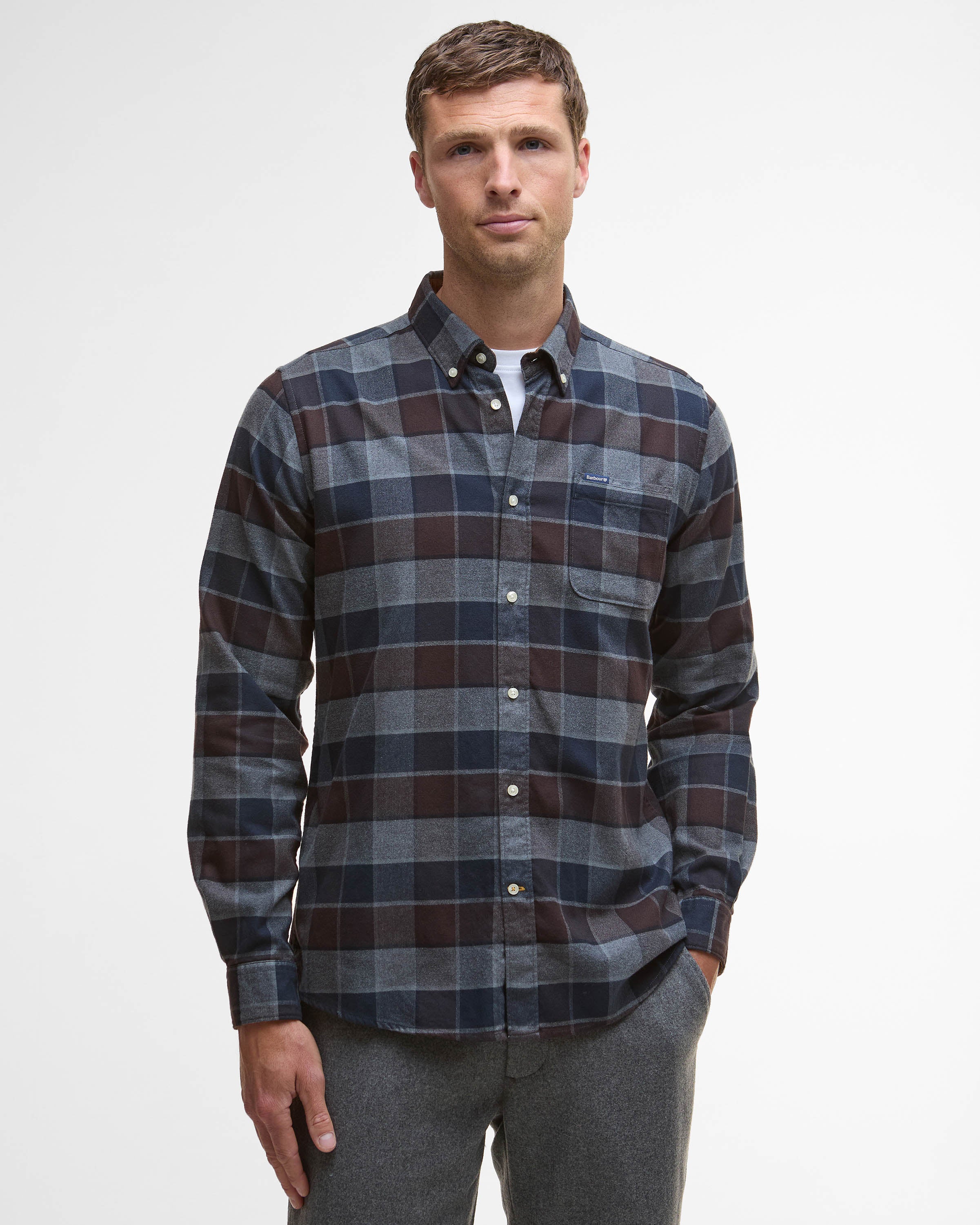Barbour Valley Tailored Mens Shirt - Dark Oak - Image 2