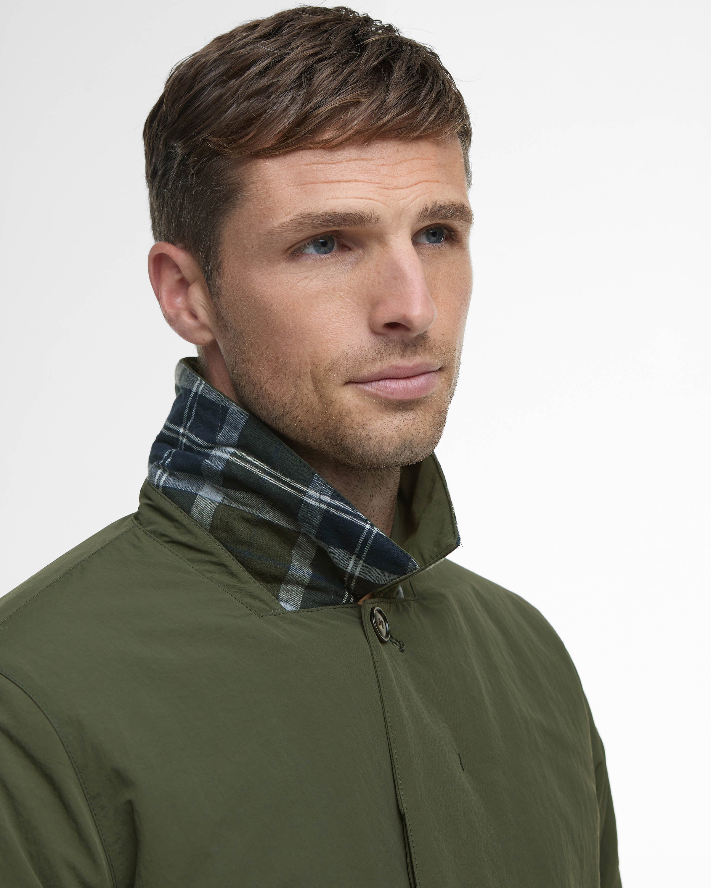 Barbour Wadded Lorden Mens Showerproof Mac - Olive - Image 2