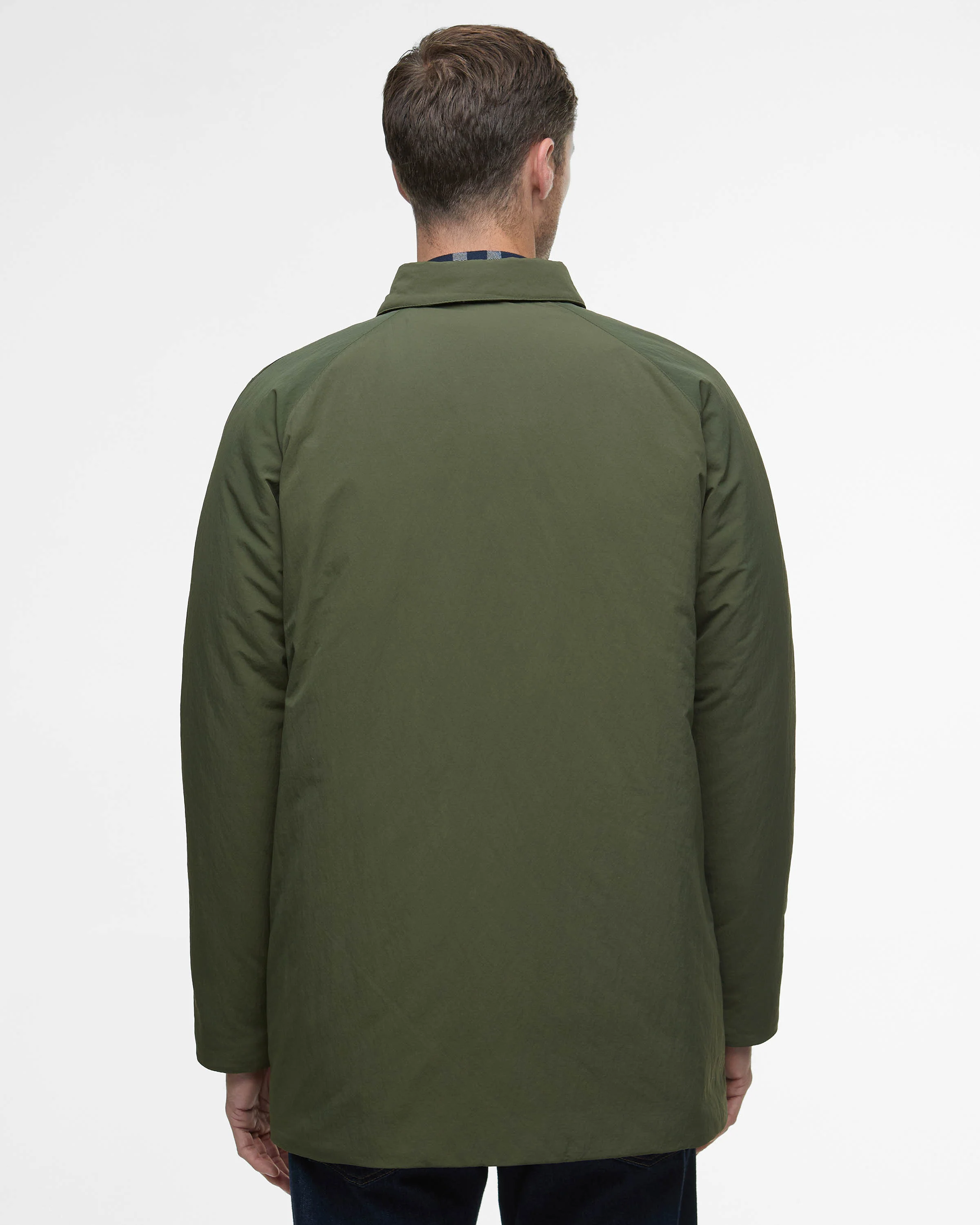 Barbour Wadded Lorden Mens Showerproof Mac - Olive - Image 4