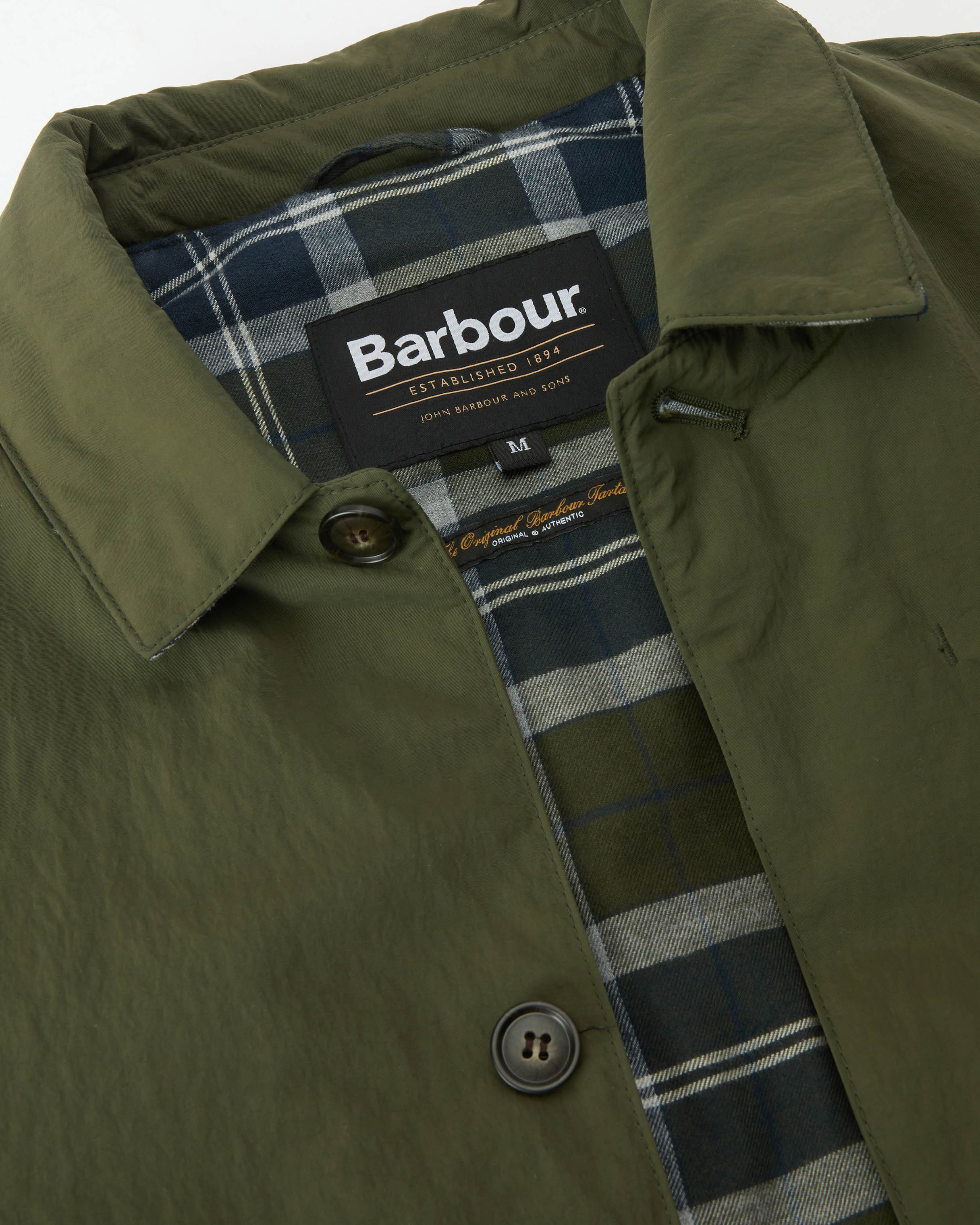 Barbour Wadded Lorden Mens Showerproof Mac - Olive - Image 7