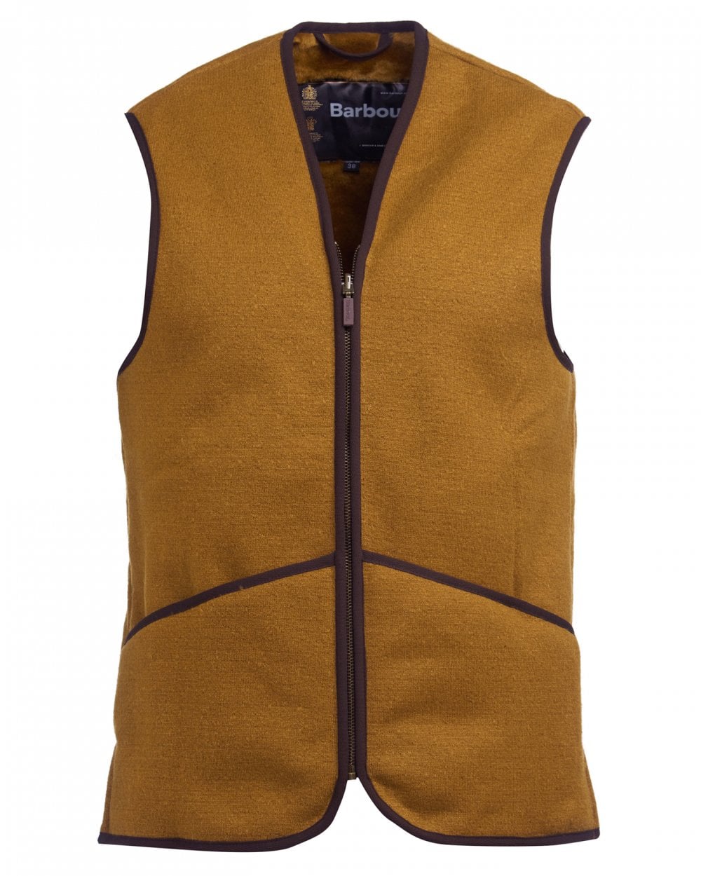 Barbour Warm Pile Waistcoat Zip-In Liner - Brown - Image 7