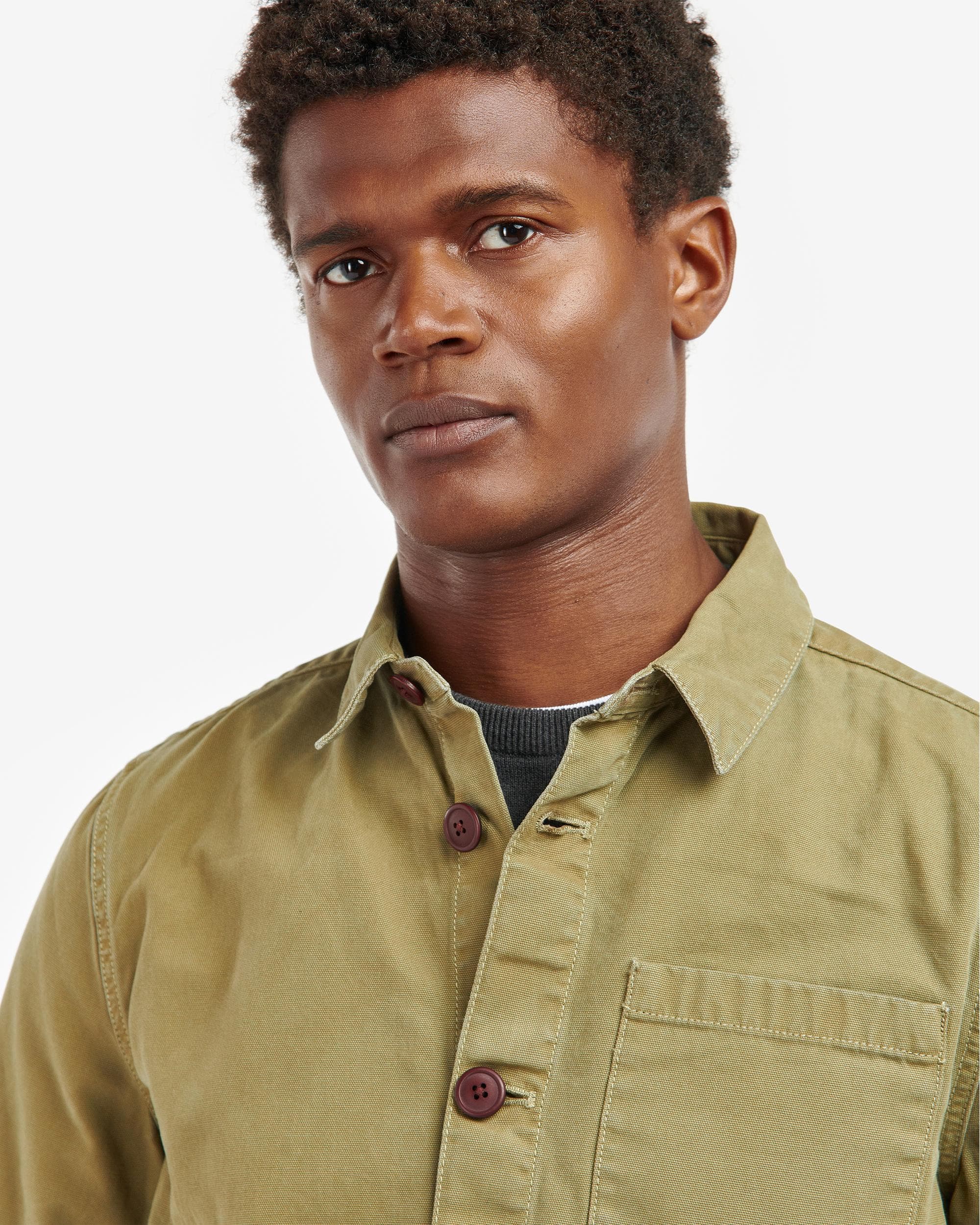 Barbour Washed Mens Overshirt - Bleached Olive - Image 2