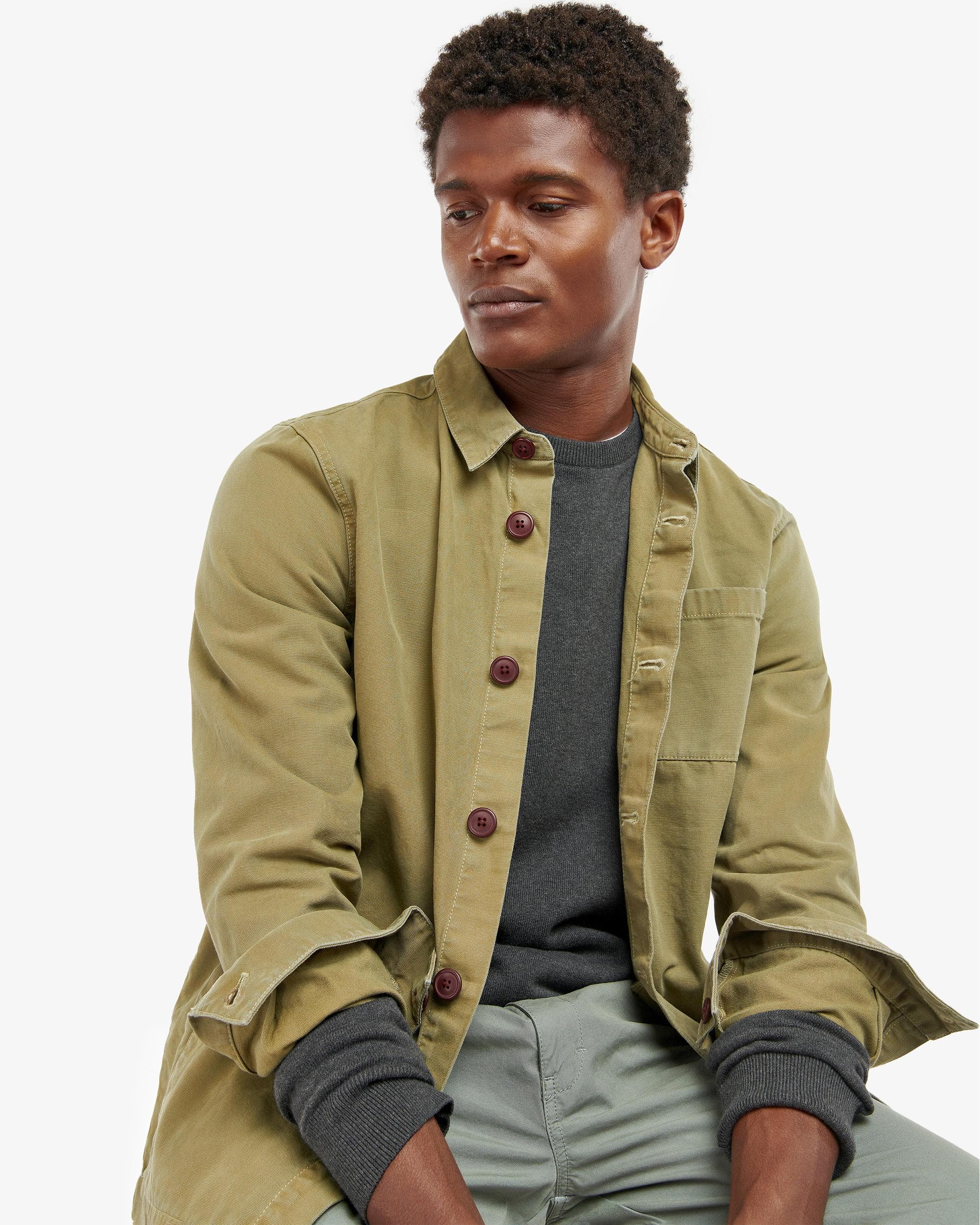Barbour Washed Mens Overshirt - Bleached Olive - Image 3