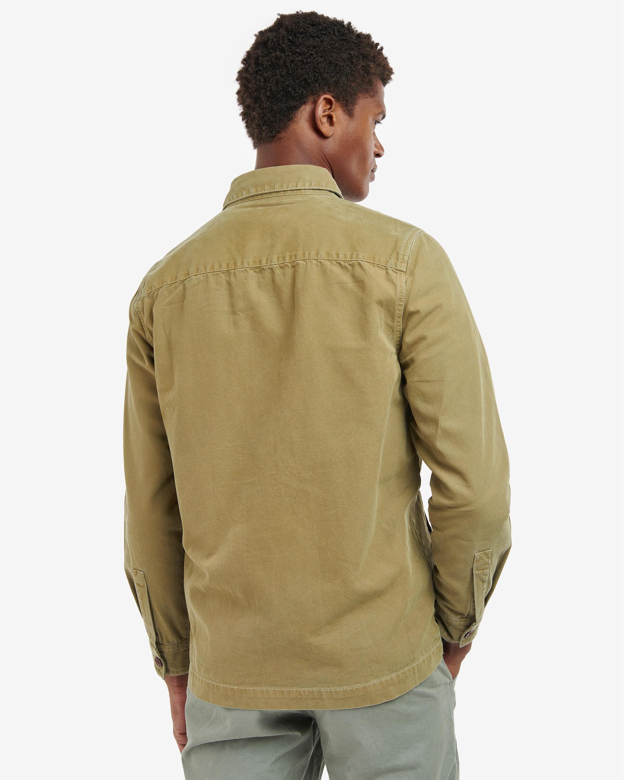 Barbour Washed Mens Overshirt - Bleached Olive - Image 5