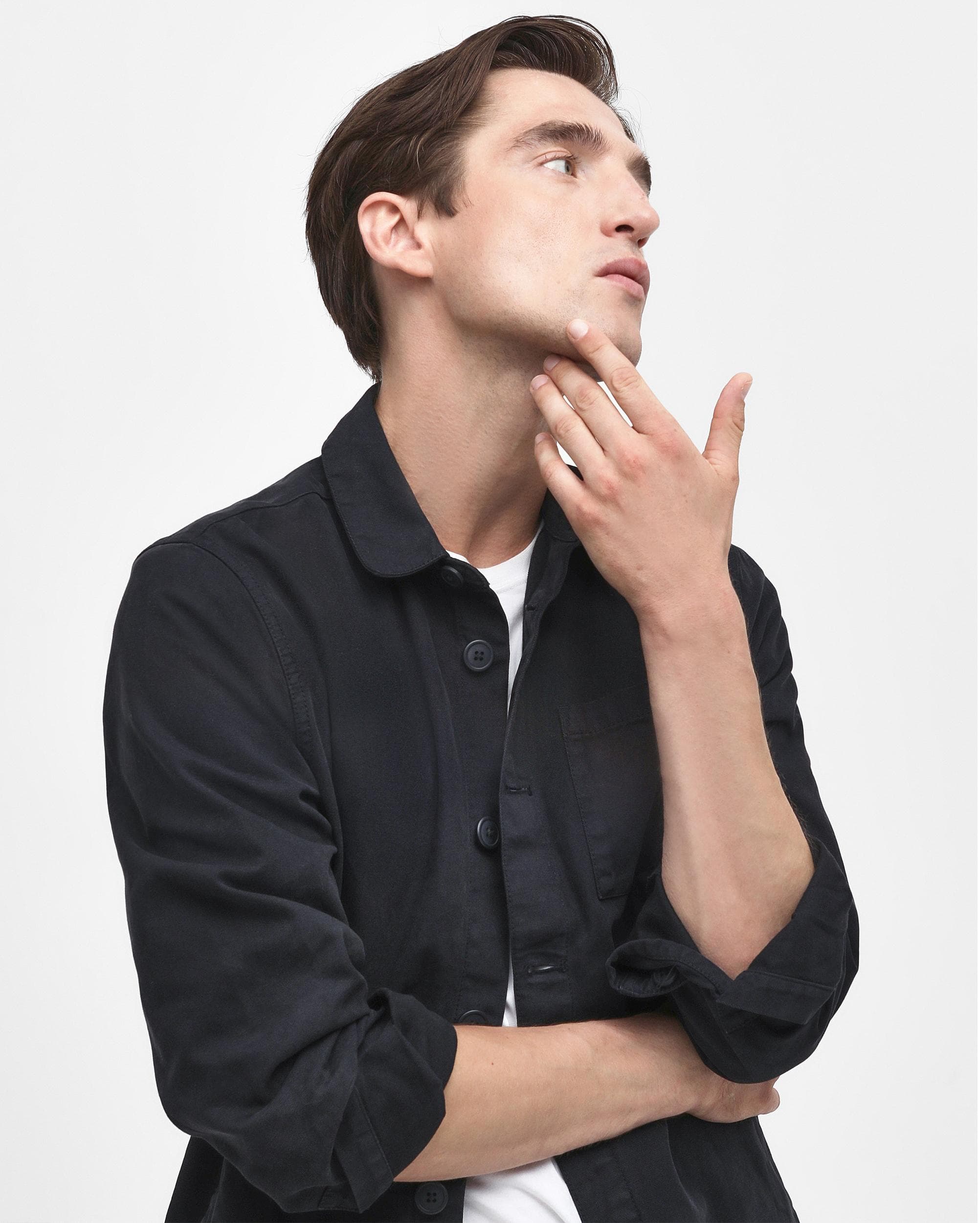 Barbour Washed Mens Overshirt - Navy - Image 3