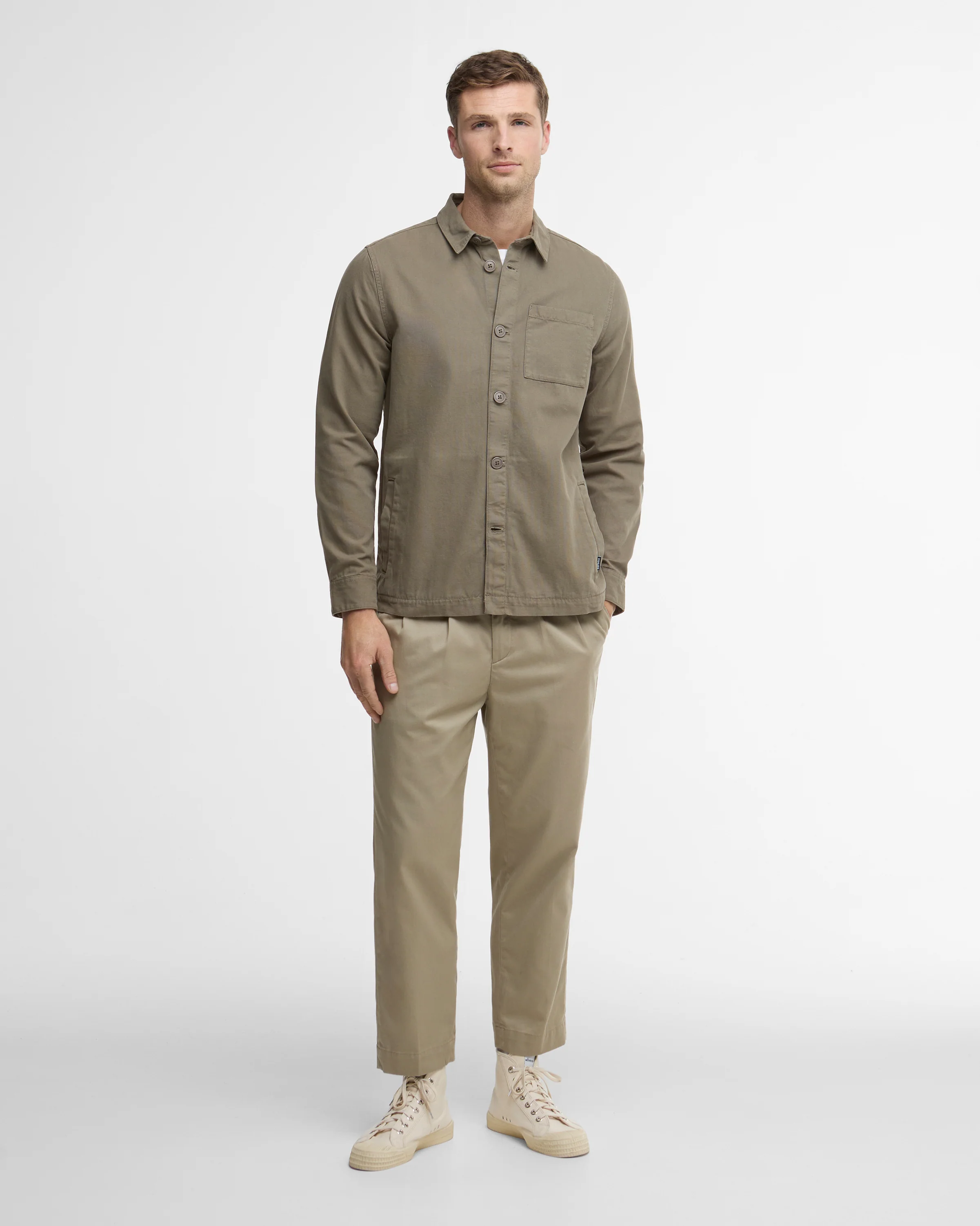 Barbour Washed Mens Overshirt - Smokey Olive - Image 2