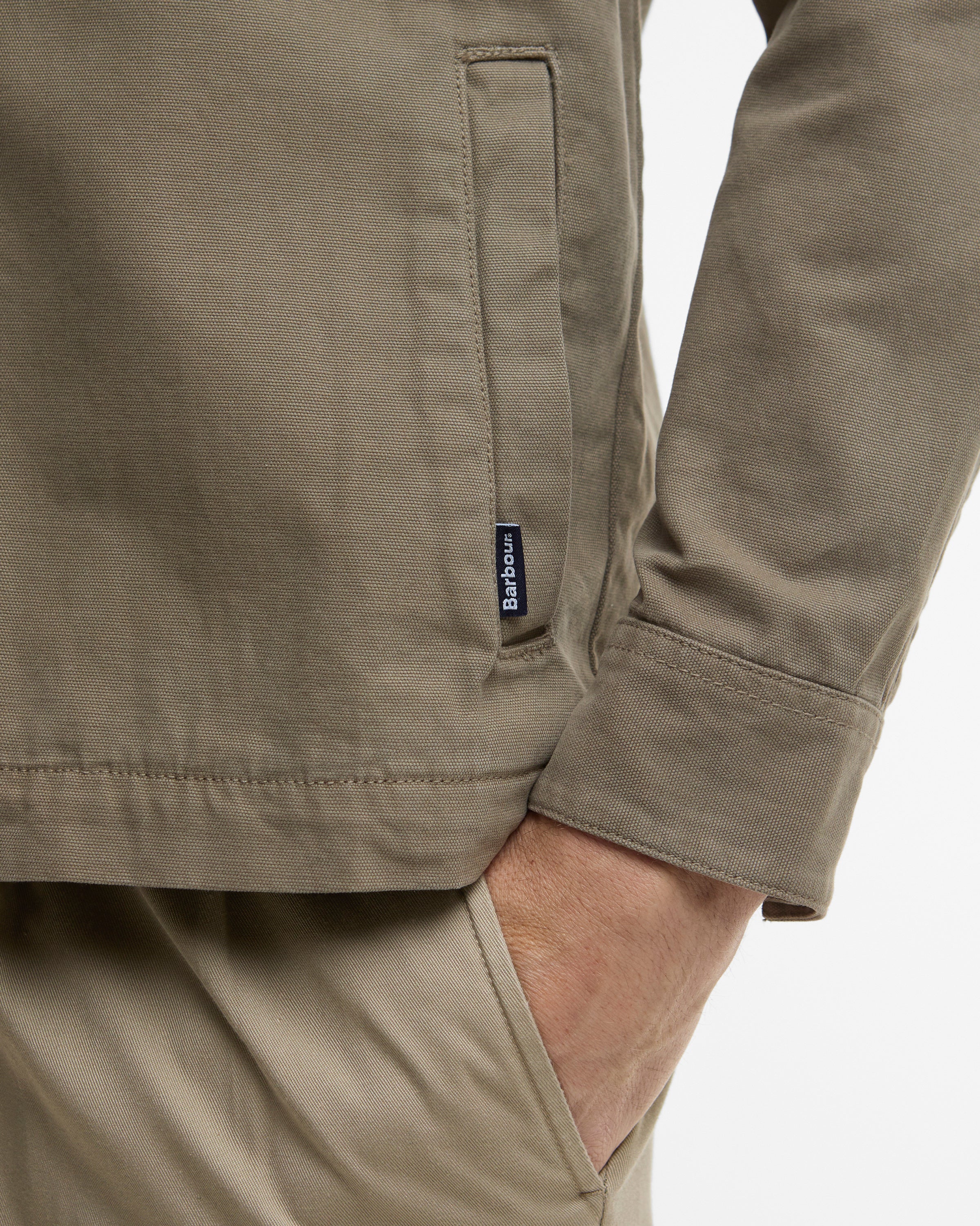 Barbour Washed Mens Overshirt - Smokey Olive - Image 5