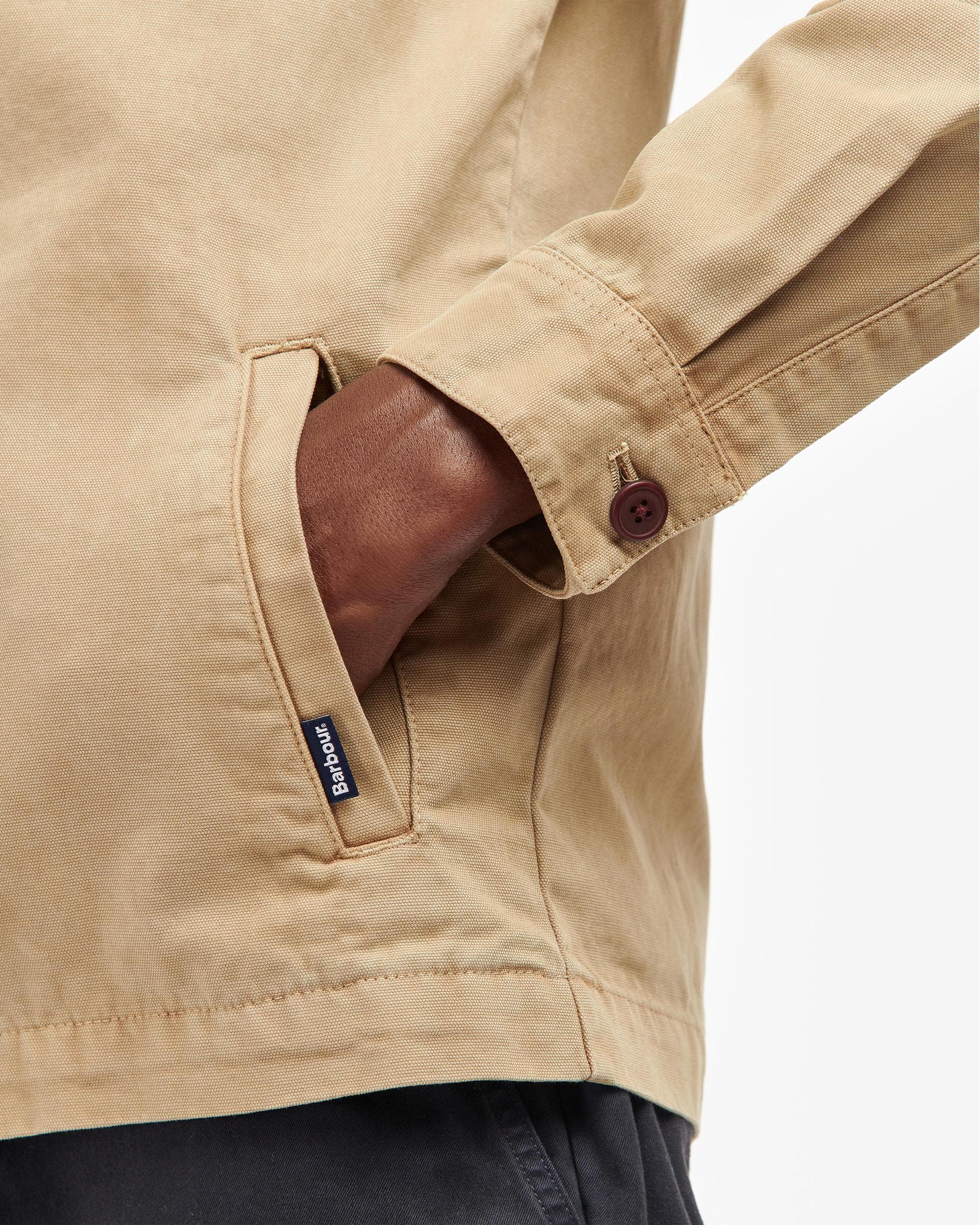 Barbour Washed Mens Overshirt - Washed Stone - Image 3