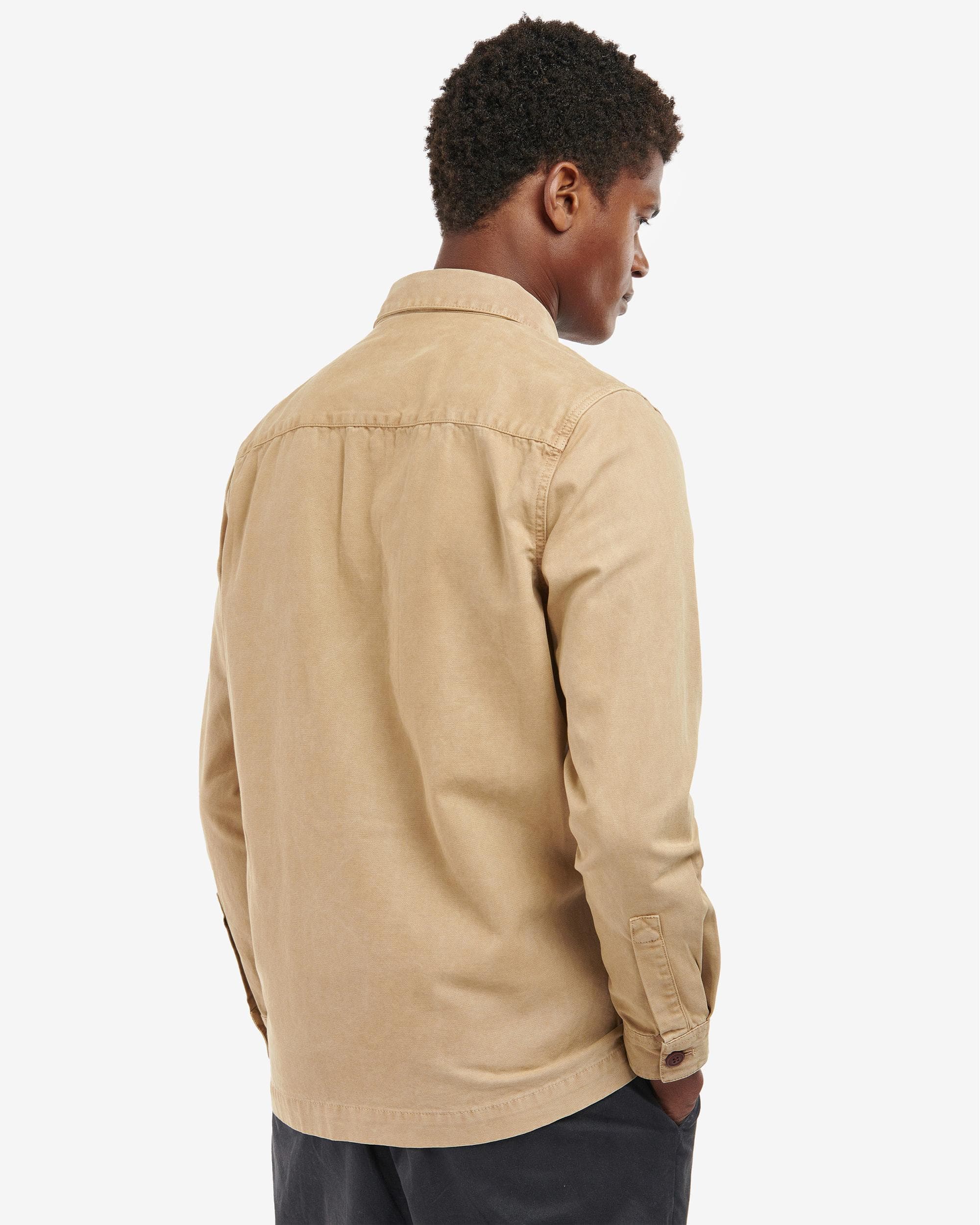 Barbour Washed Mens Overshirt - Washed Stone - Image 5