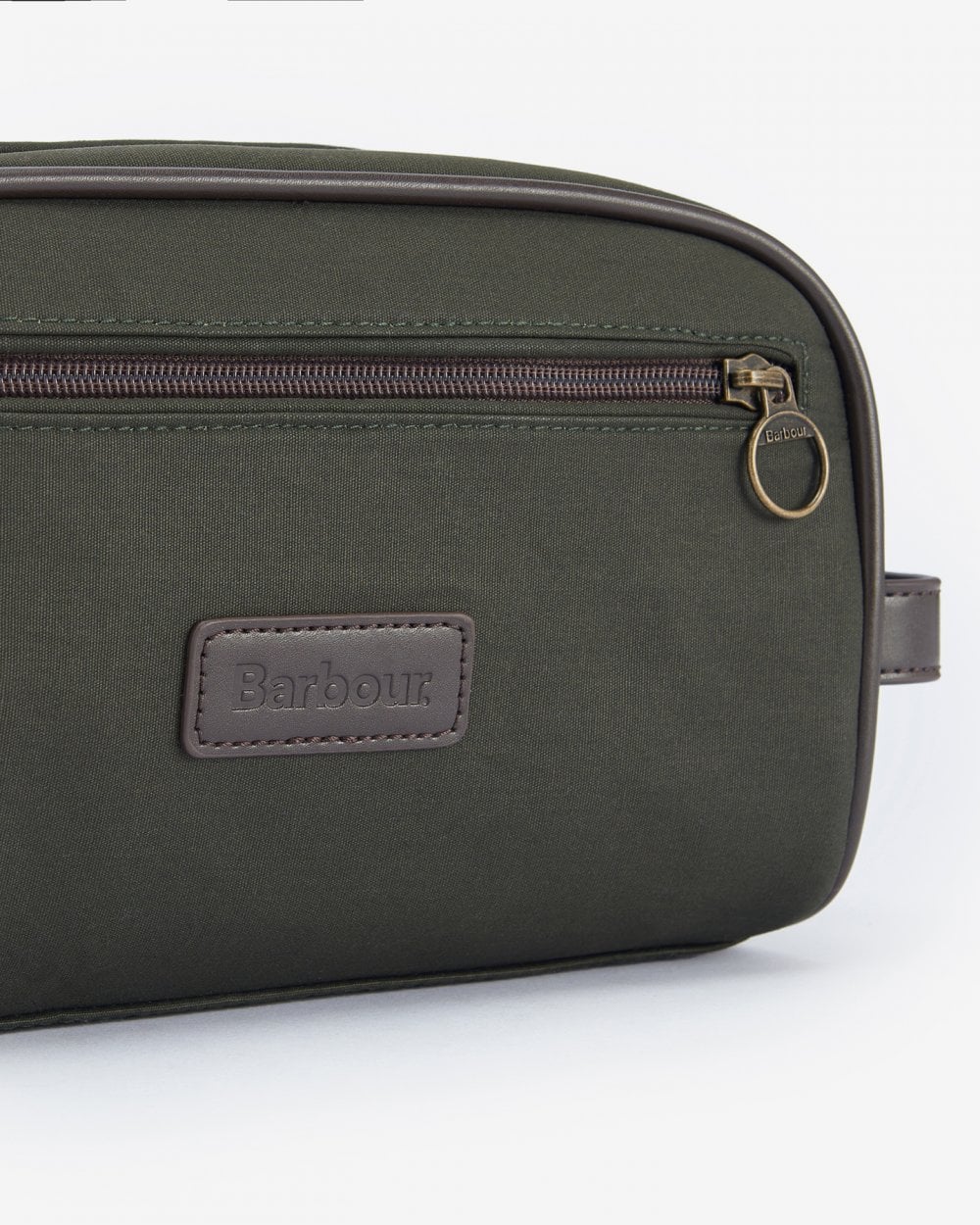 Barbour Wax Mens Washbag - Olive/Brown - Image 2