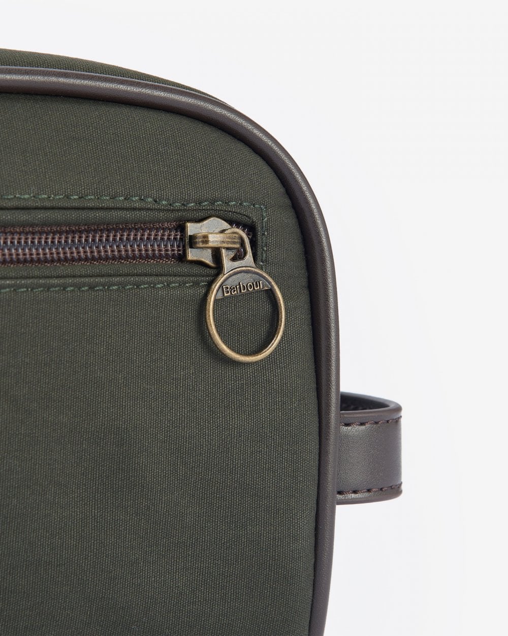 Barbour Wax Mens Washbag - Olive/Brown - Image 4