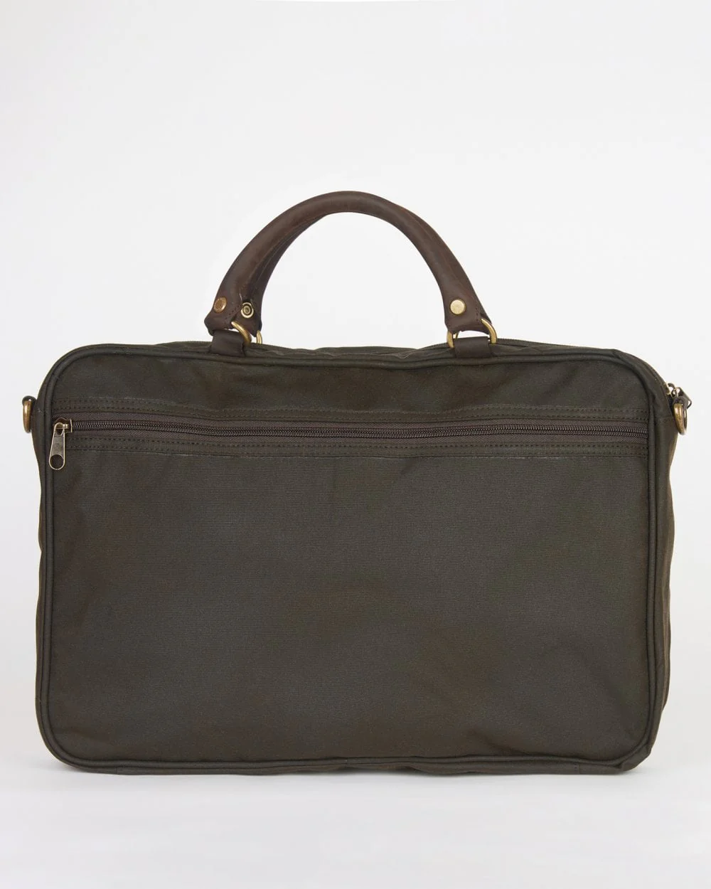 Barbour Wax Unisex Leather Briefcase - Olive - Image 5