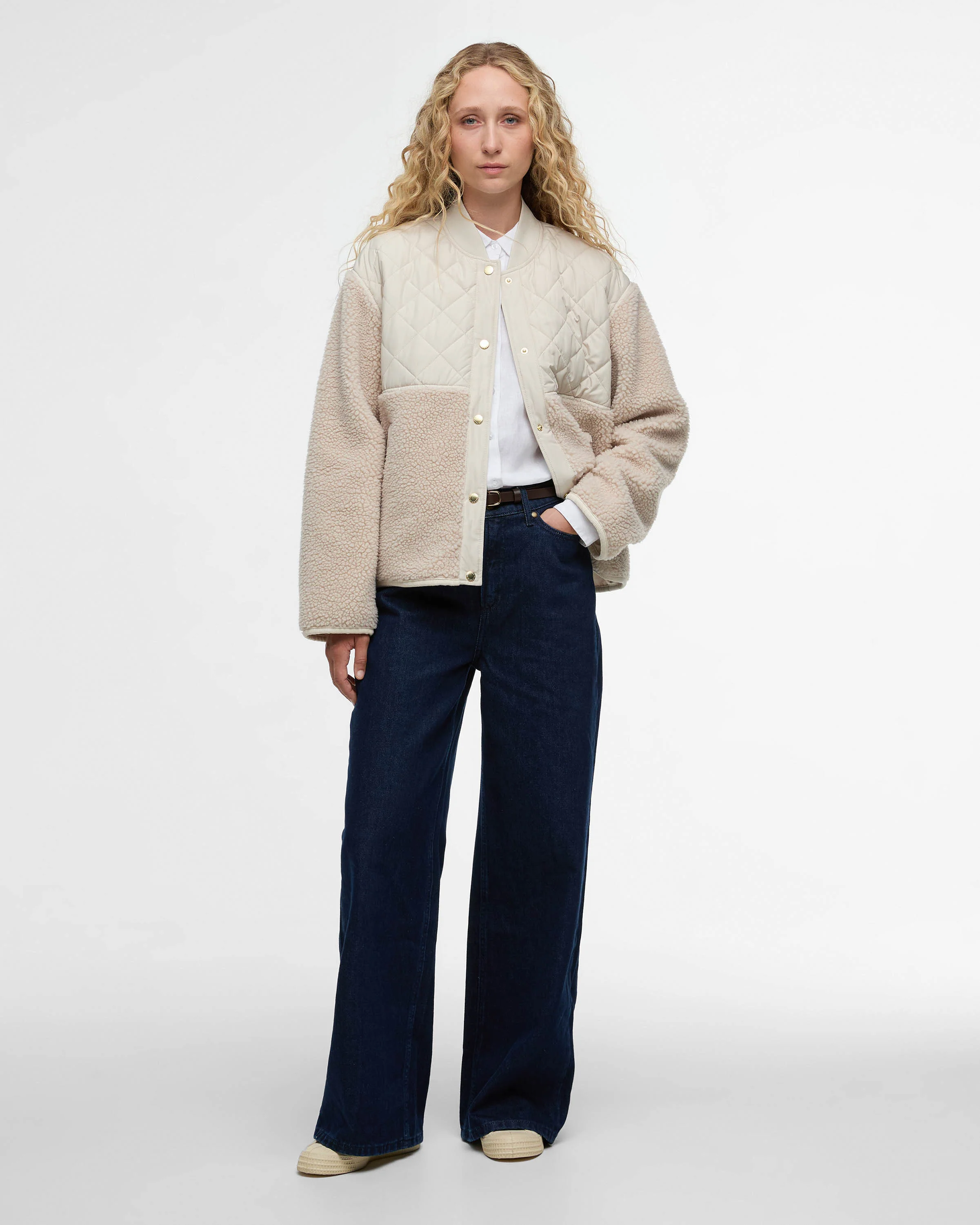 Barbour Wetherby Womens Fleece - Oatmeal/Silver Cloud - Image 2