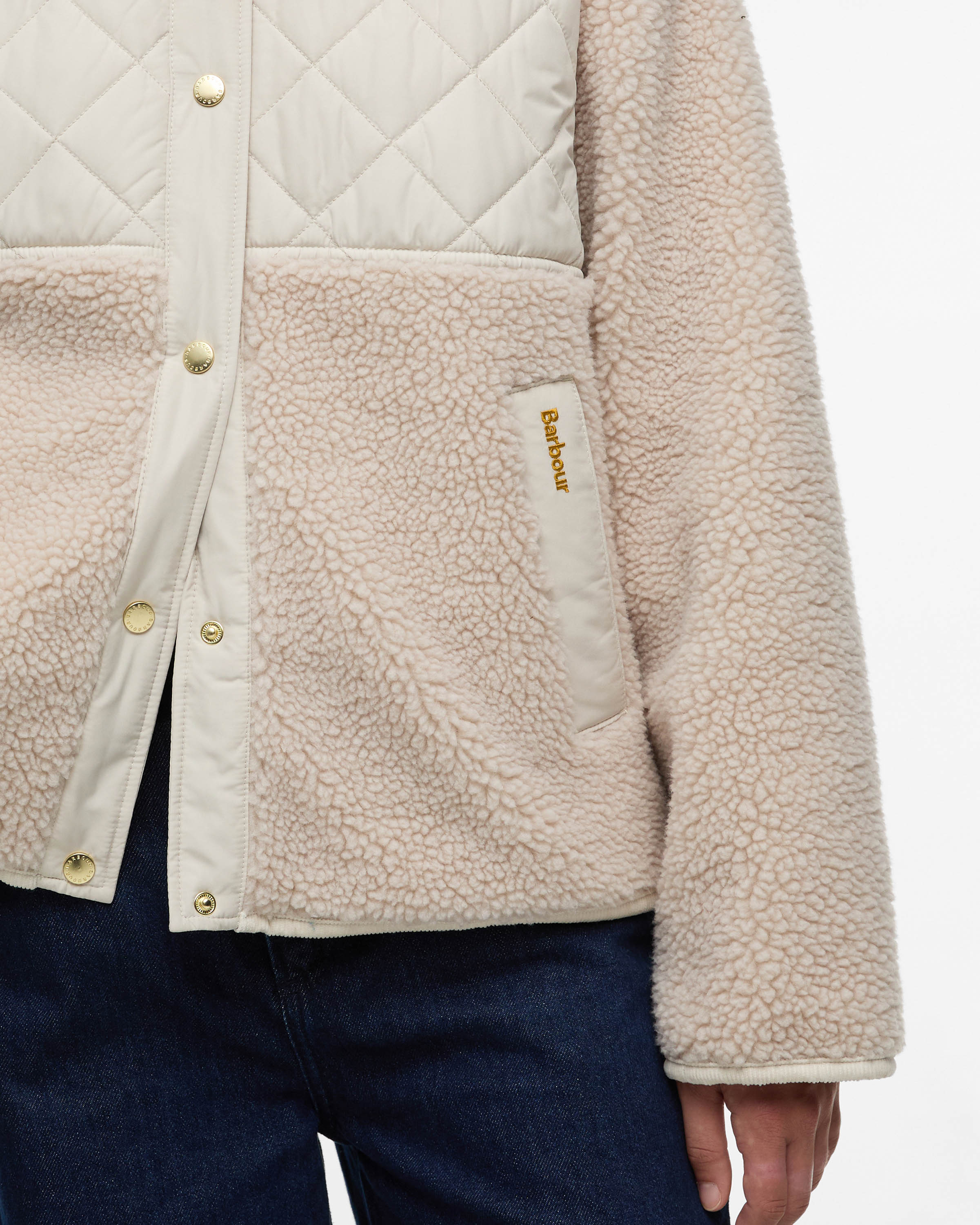 Barbour Wetherby Womens Fleece - Oatmeal/Silver Cloud - Image 4