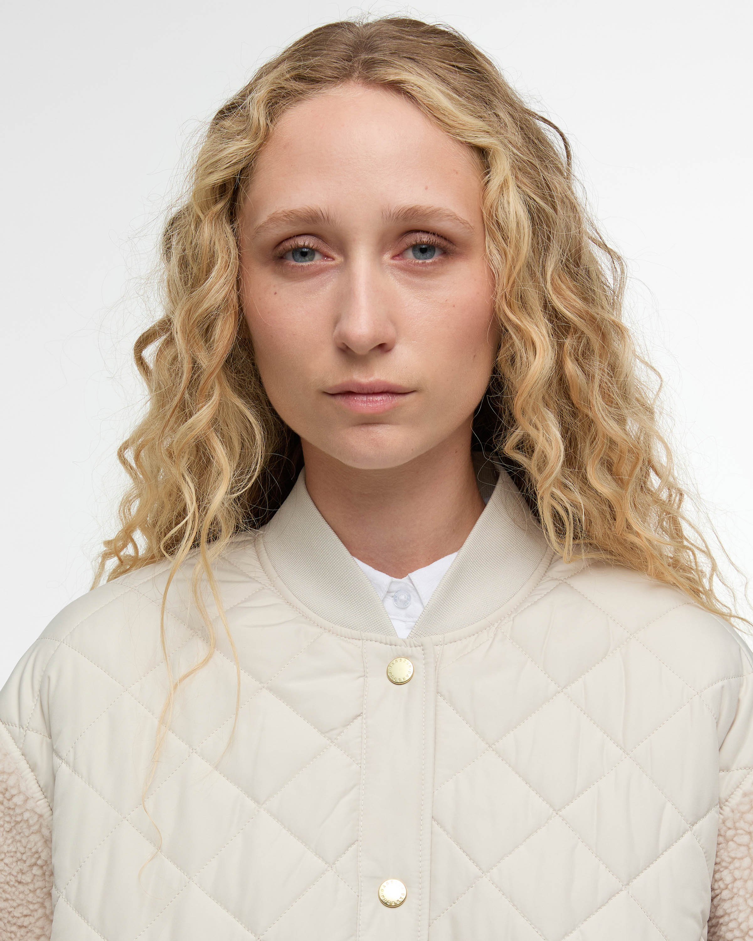 Barbour Wetherby Womens Fleece - Oatmeal/Silver Cloud - Image 5