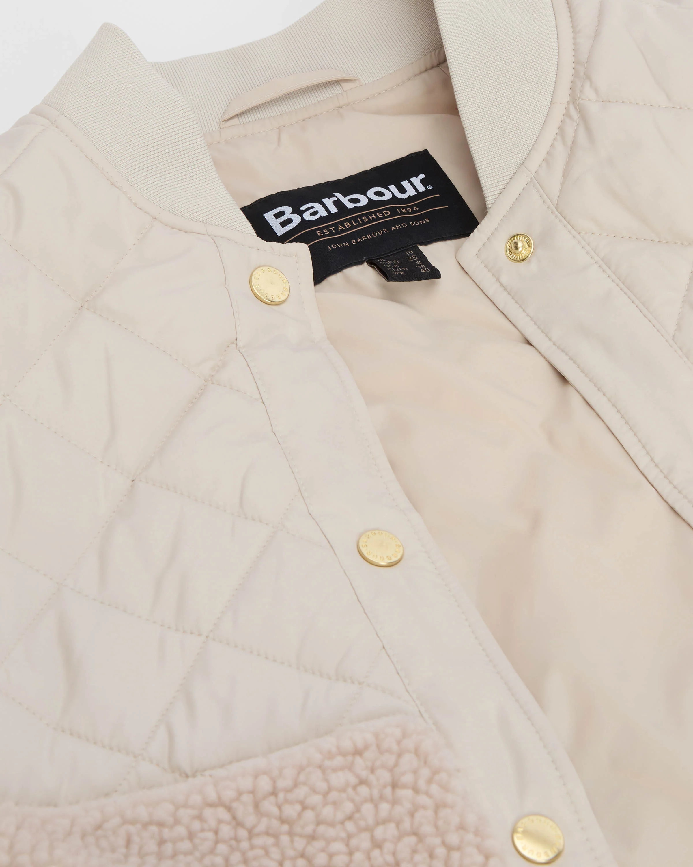 Barbour Wetherby Womens Fleece - Oatmeal/Silver Cloud - Image 8