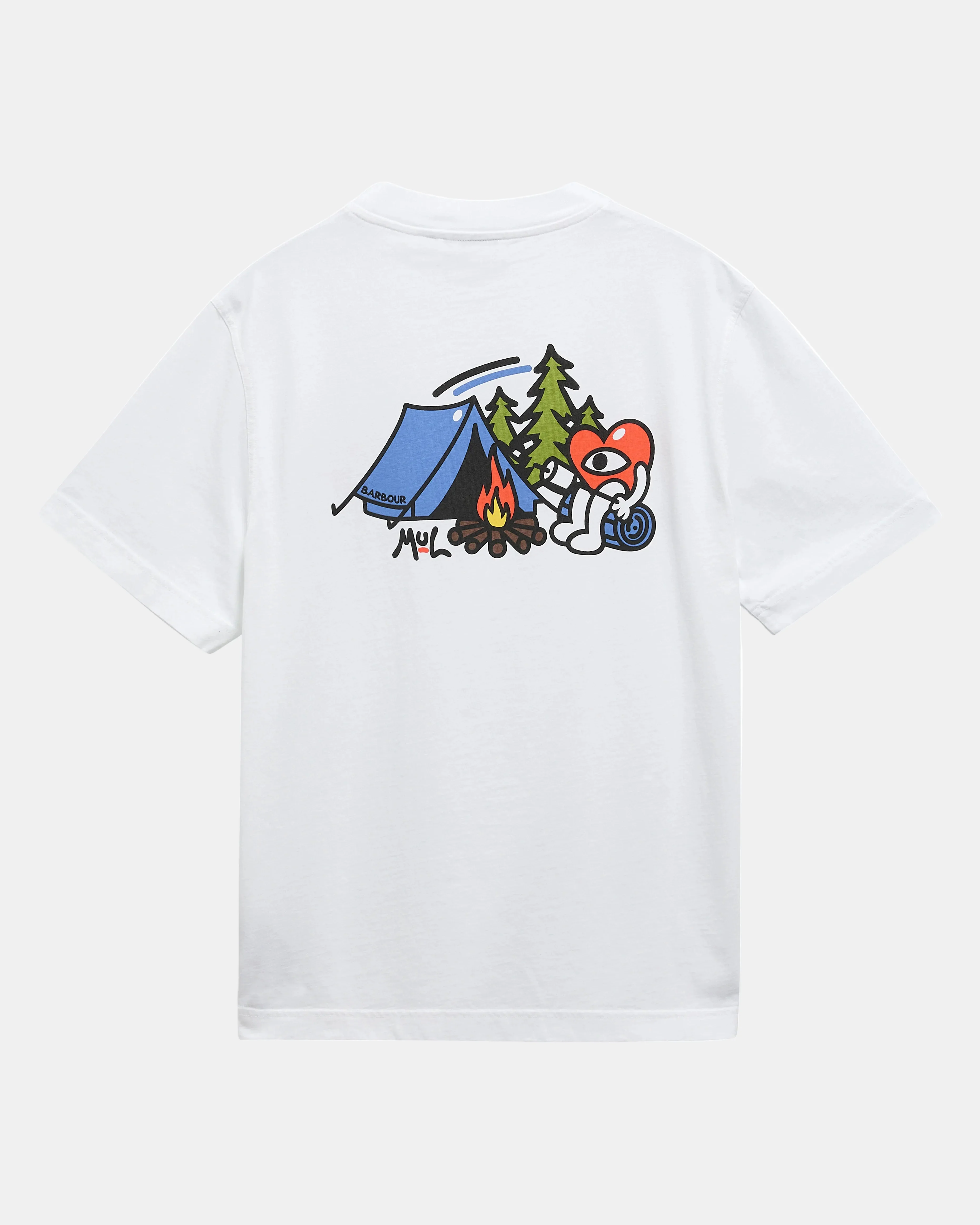 Barbour x Mul Mens Camping Trip Graphic T-Shirt - White - Image 2