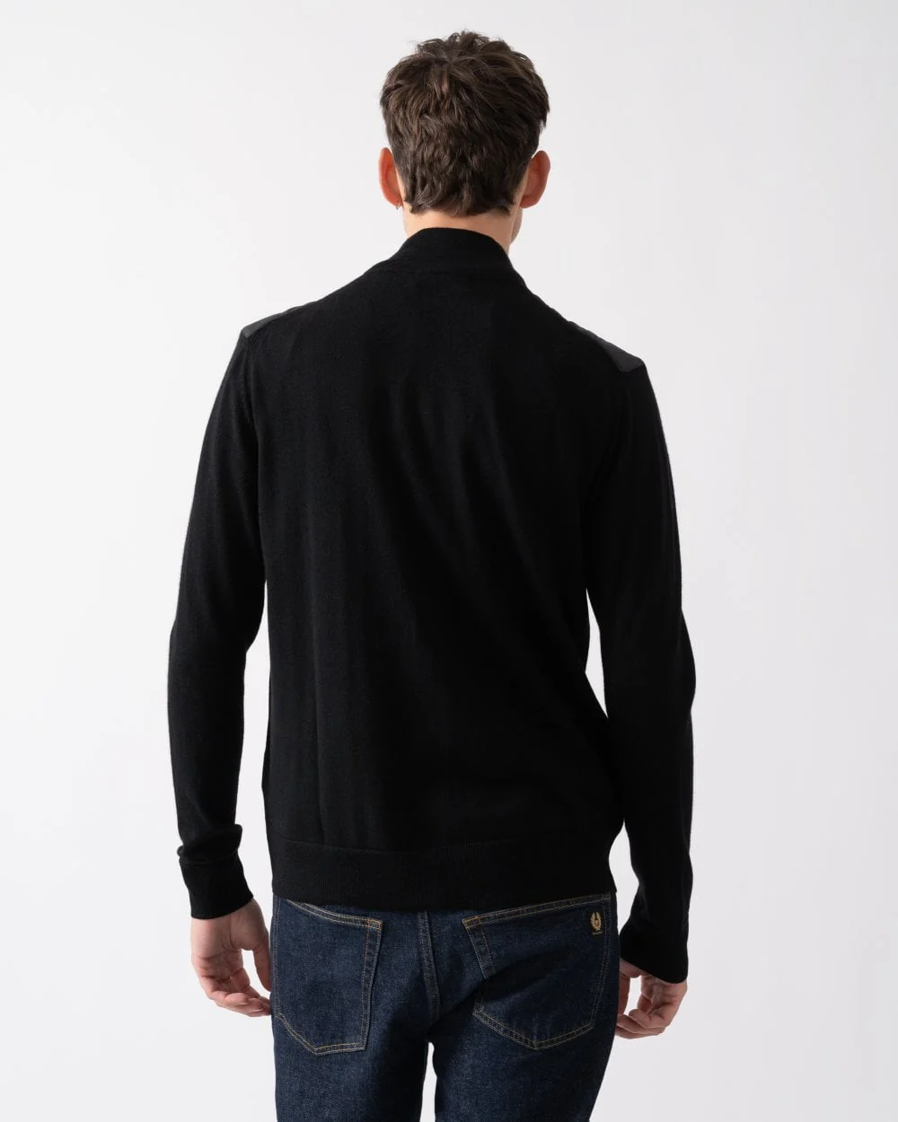 Belstaff Kelbrook Mens Merino Wool Zip Cardigan - Black - Image 4