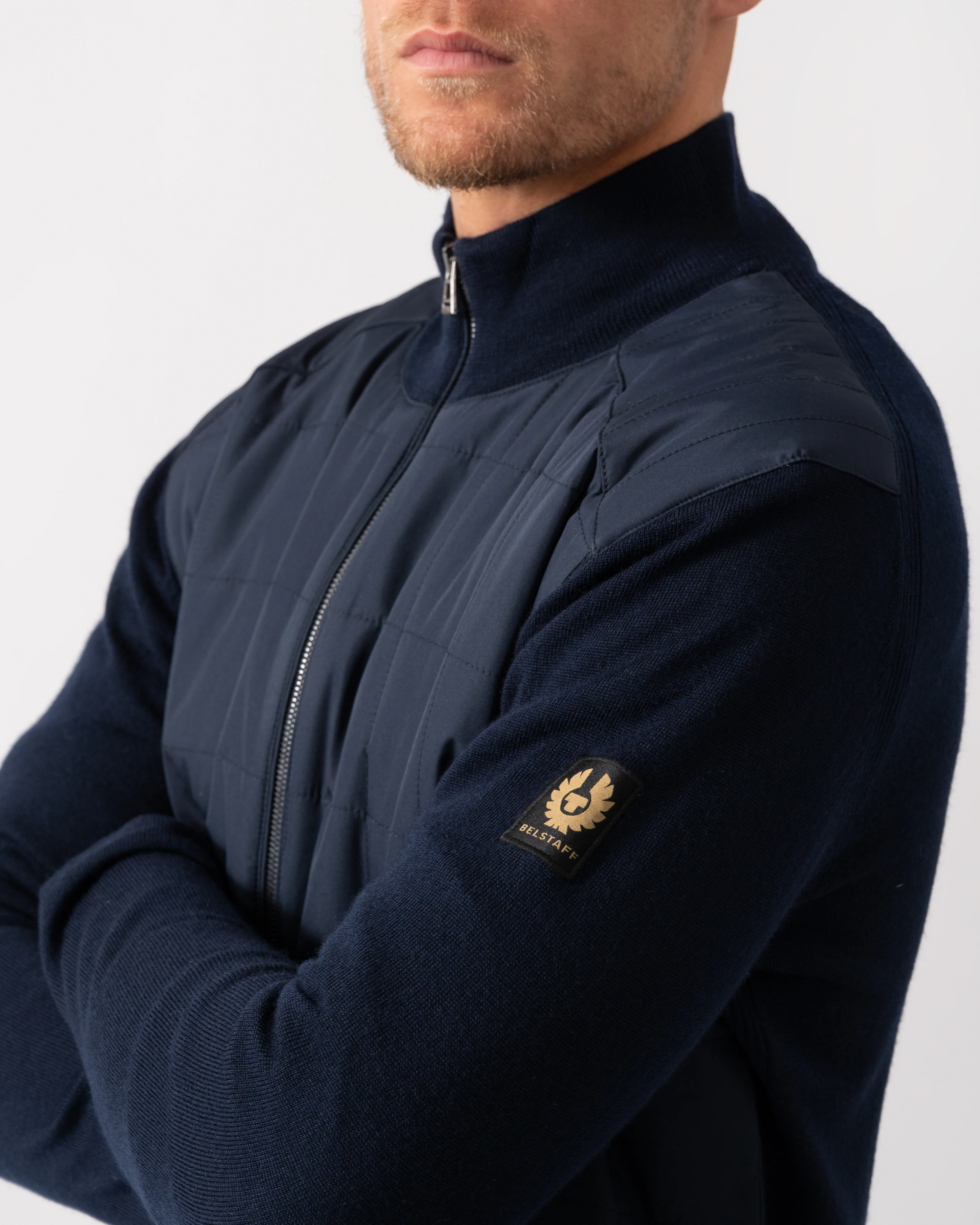 Belstaff Kelbrook Mens Merino Wool Zip Cardigan - Dark Ink - Image 3