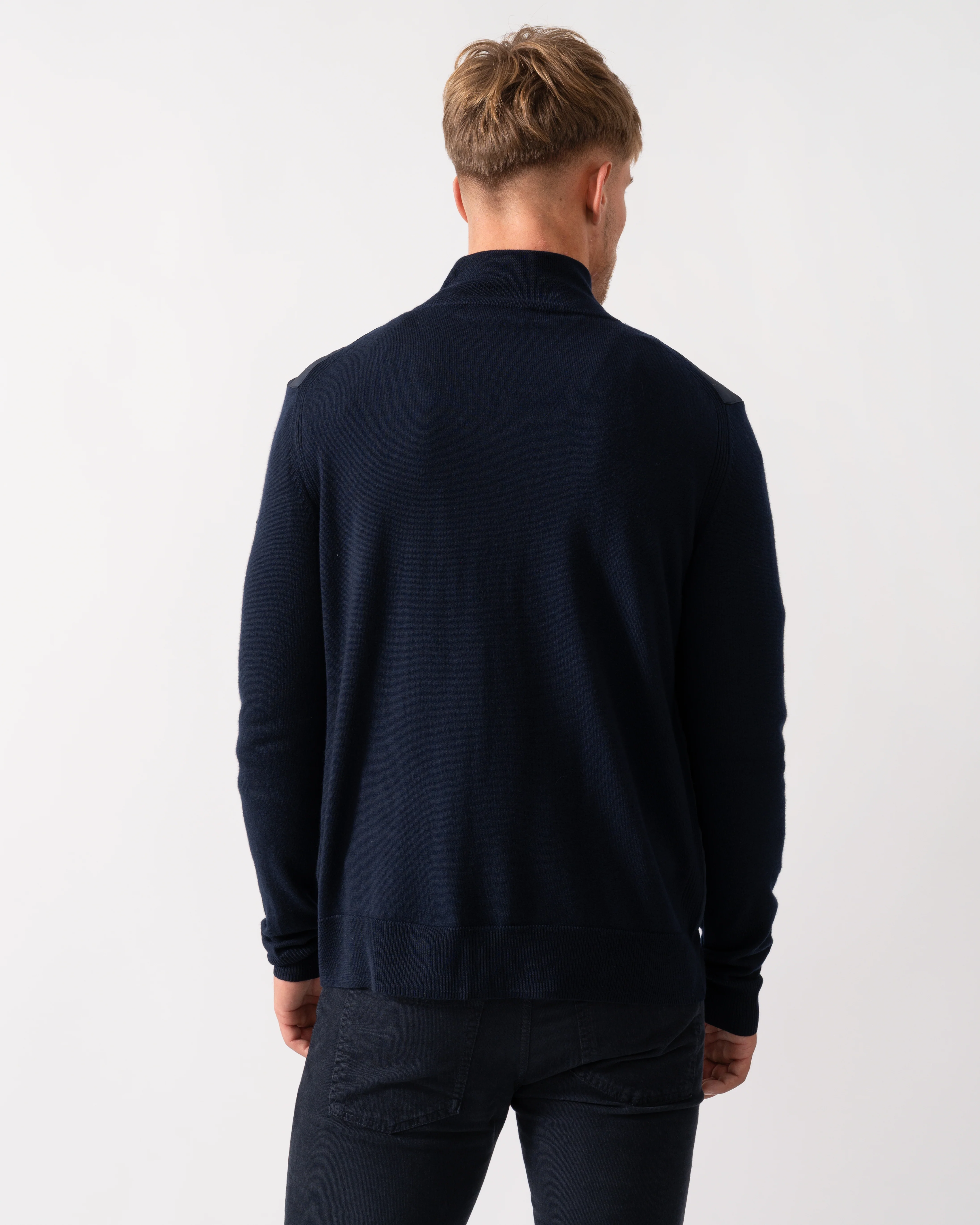 Belstaff Kelbrook Mens Merino Wool Zip Cardigan - Dark Ink - Image 4
