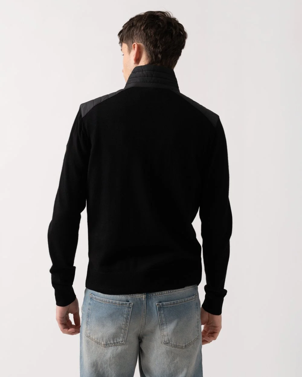Belstaff Kelby Mens Merino Wool Zip Cardigan - Black - Image 4