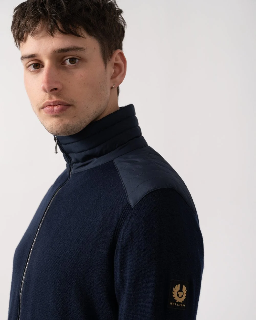 Belstaff Kelby Mens Merino Wool Zip Cardigan - Dark Ink - Image 3