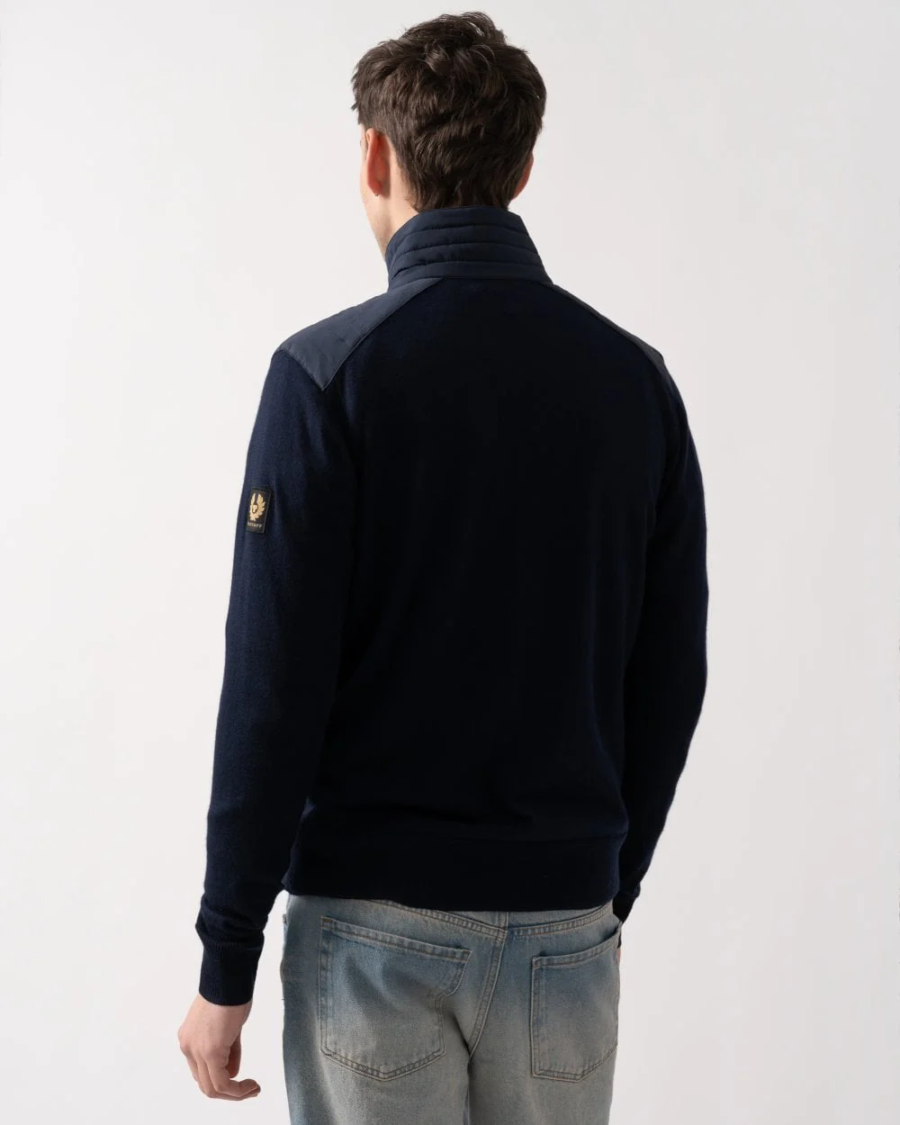 Belstaff Kelby Mens Merino Wool Zip Cardigan - Dark Ink - Image 5