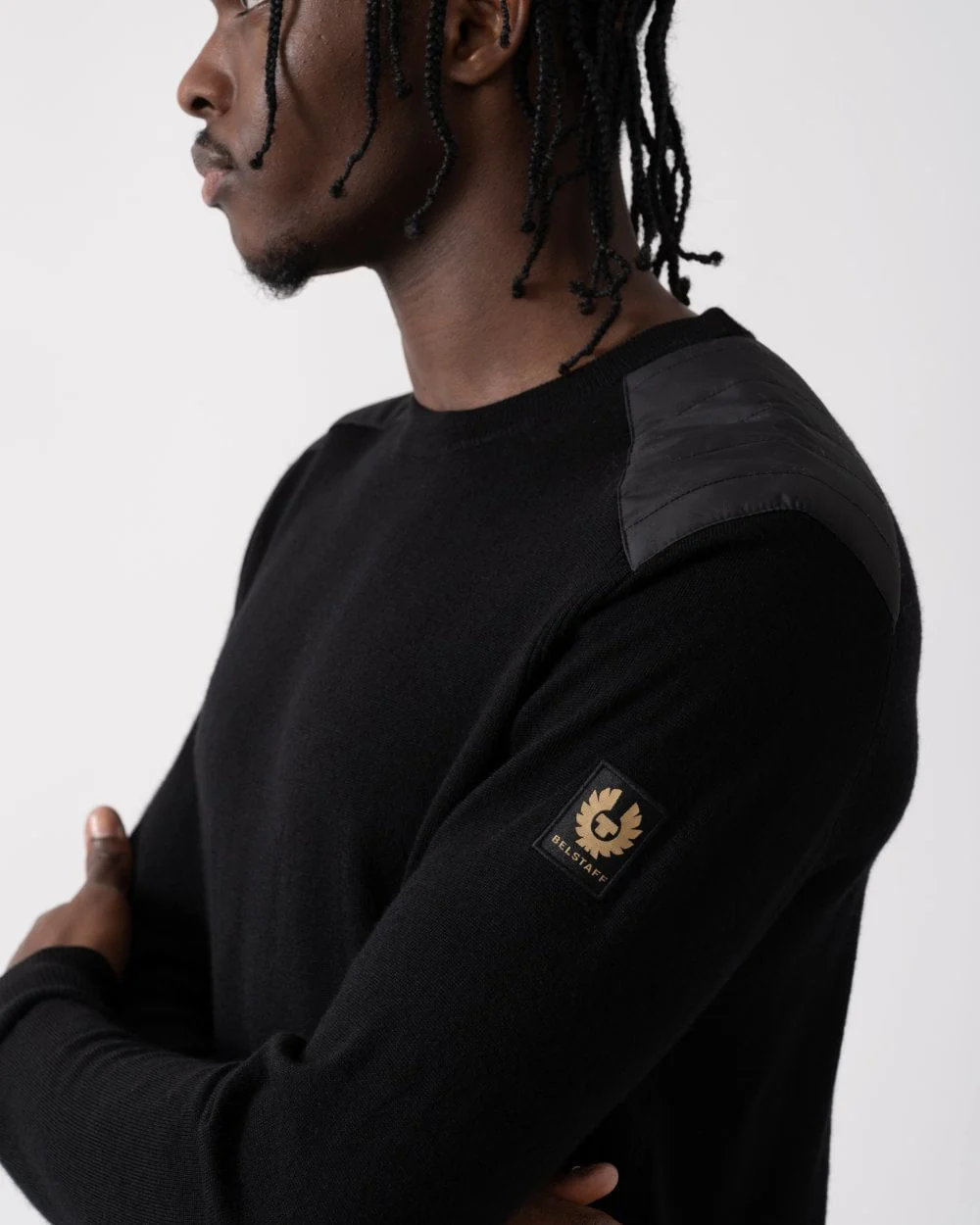 Belstaff Kerrigan Mens Merino Wool Crew Neck Jumper - Black - Image 2