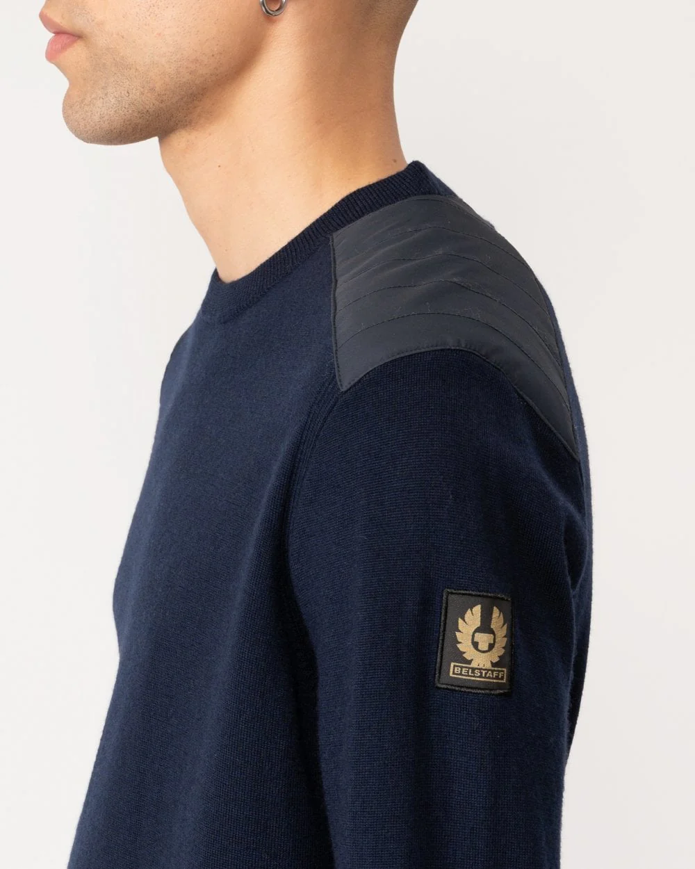 Belstaff Kerrigan Mens Merino Wool Crew Neck Jumper - Dark Ink - Image 2