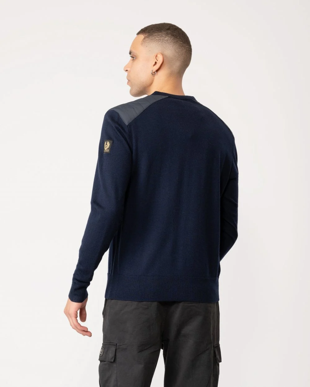 Belstaff Kerrigan Mens Merino Wool Crew Neck Jumper - Dark Ink - Image 3