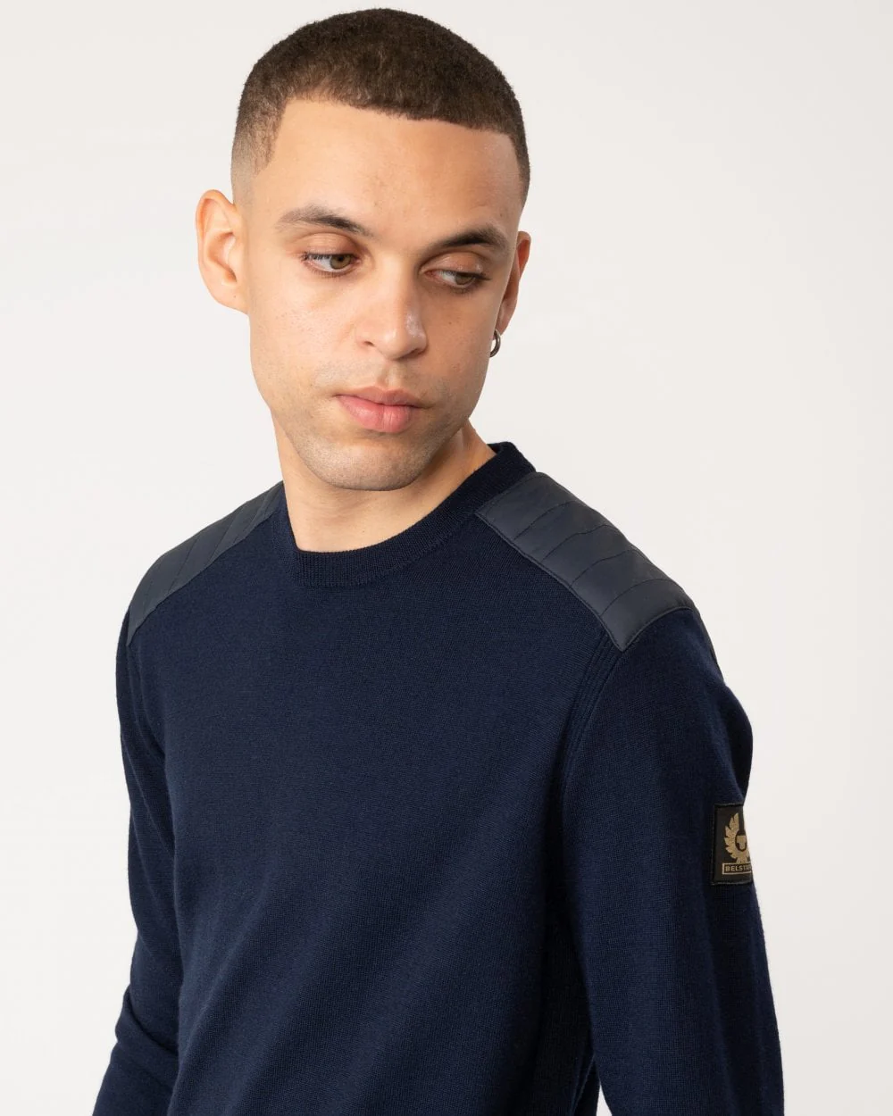 Belstaff Kerrigan Mens Merino Wool Crew Neck Jumper - Dark Ink - Image 5