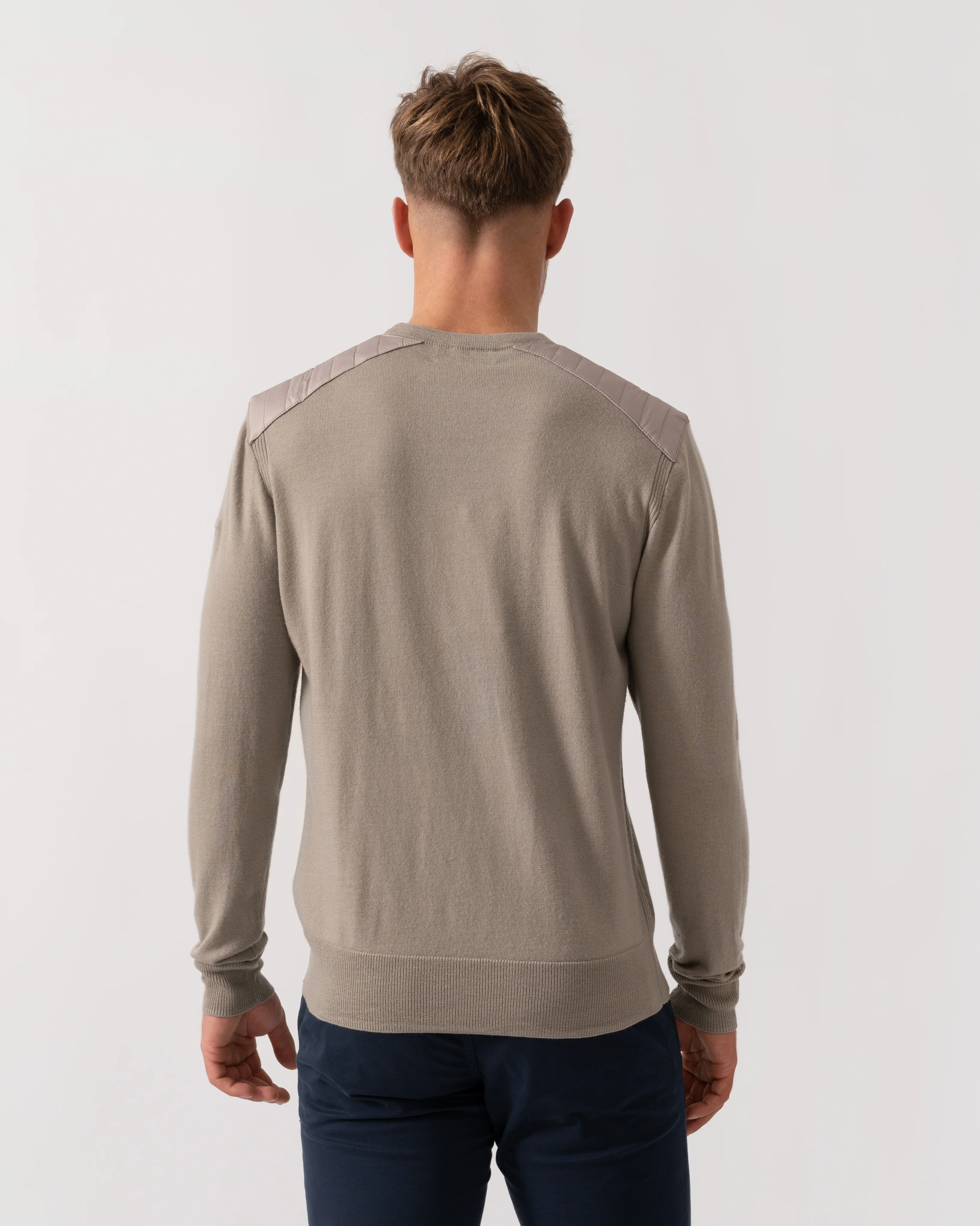 Belstaff Kerrigan Merino Wool Crew Neck Jumper - Dark Sand - Image 3