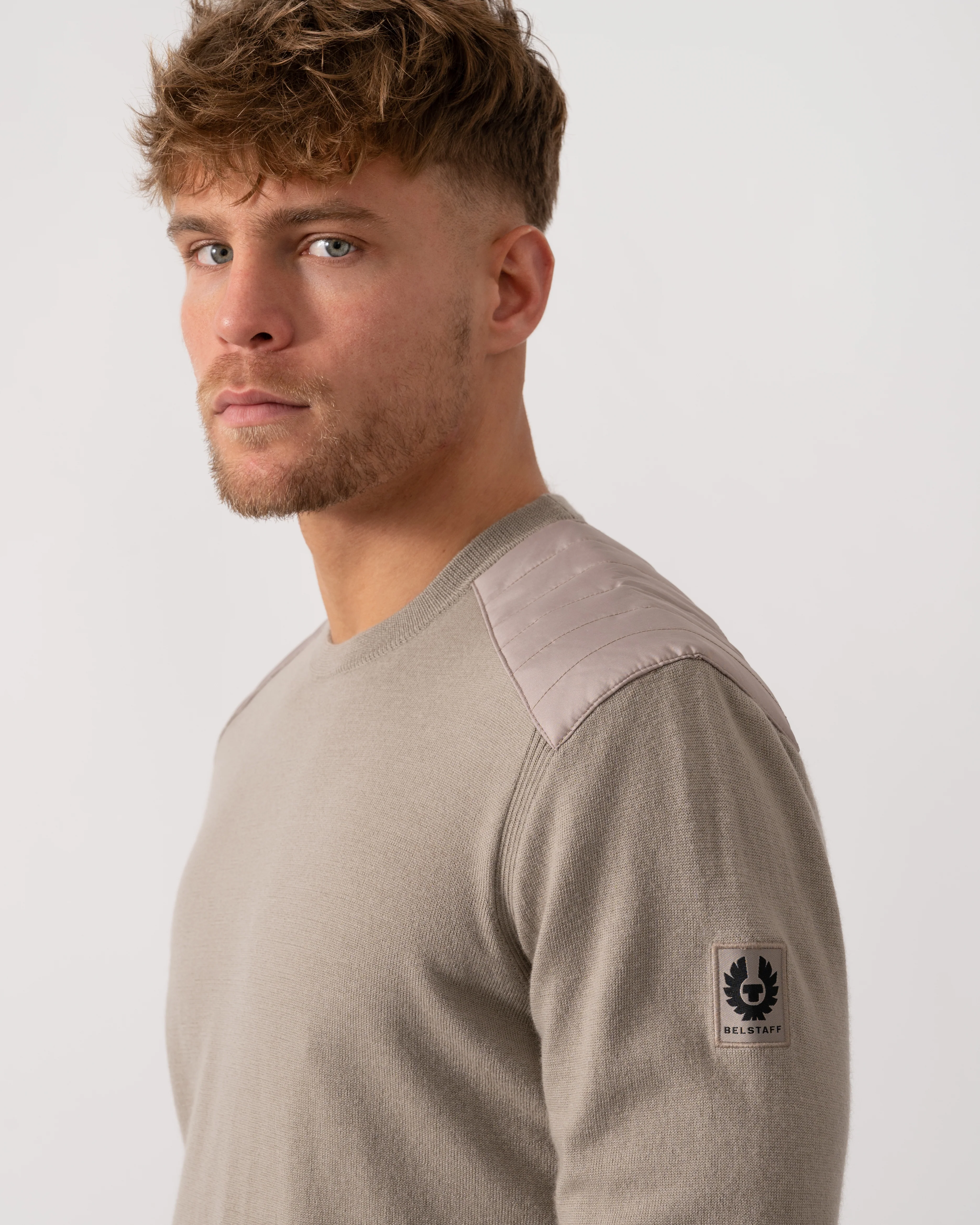 Belstaff Kerrigan Merino Wool Crew Neck Jumper - Dark Sand - Image 4
