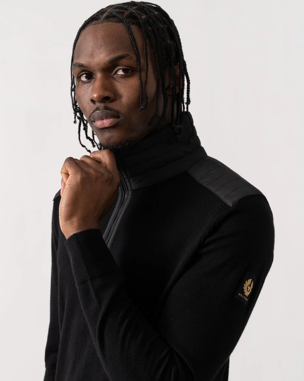 Belstaff Kilmington Mens Merino Wool Quarter Zip Jumper - Black - Image 2