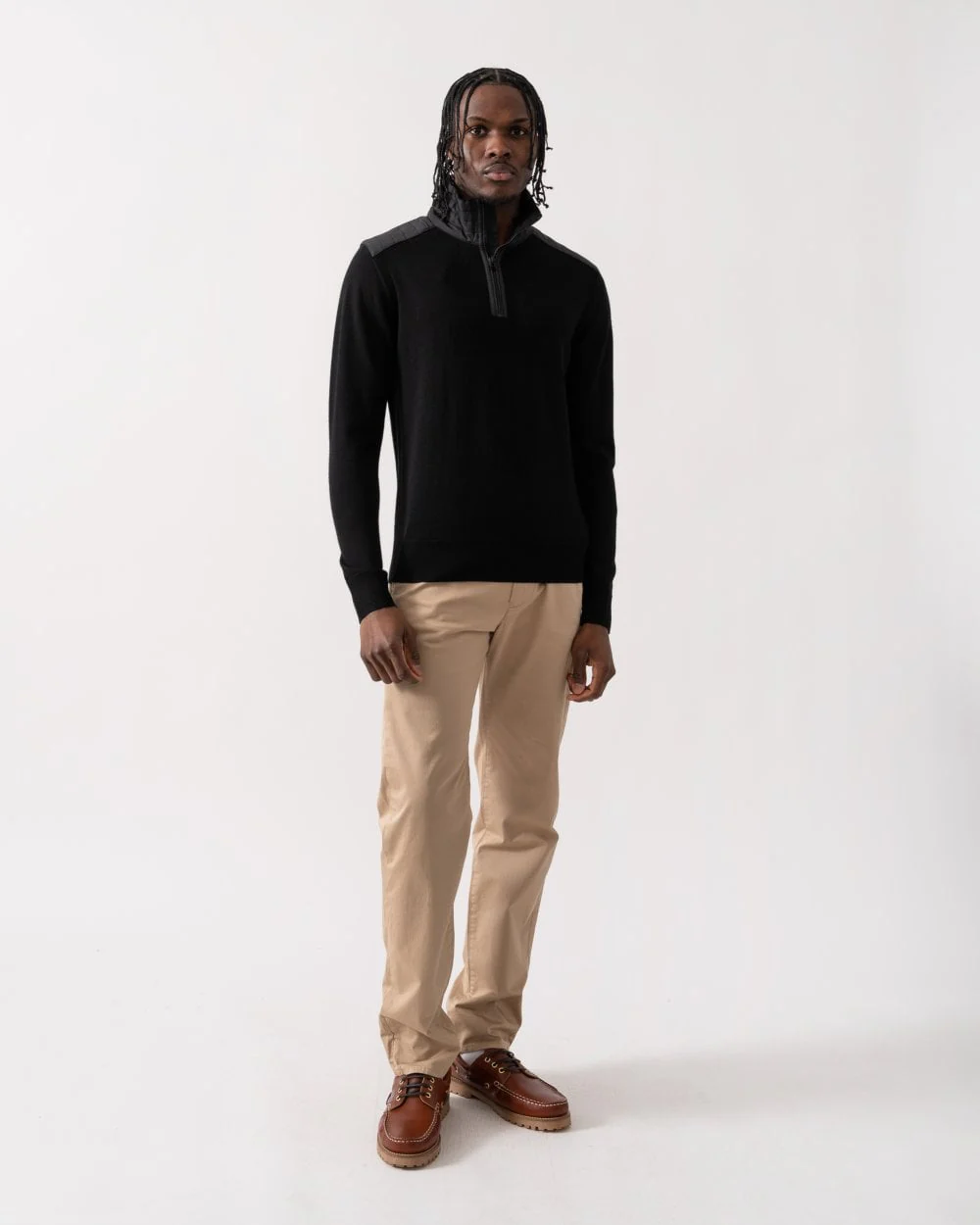 Belstaff Kilmington Mens Merino Wool Quarter Zip Jumper - Black - Image 3