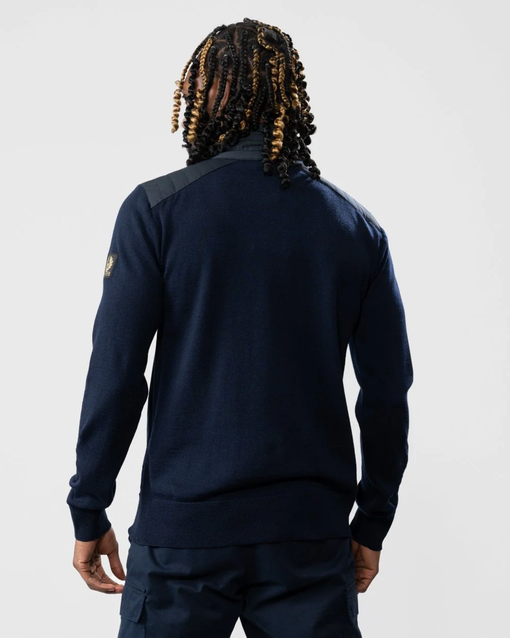 Belstaff Kilmington Mens Merino Wool Quarter Zip Jumper - Dark Ink - Image 4