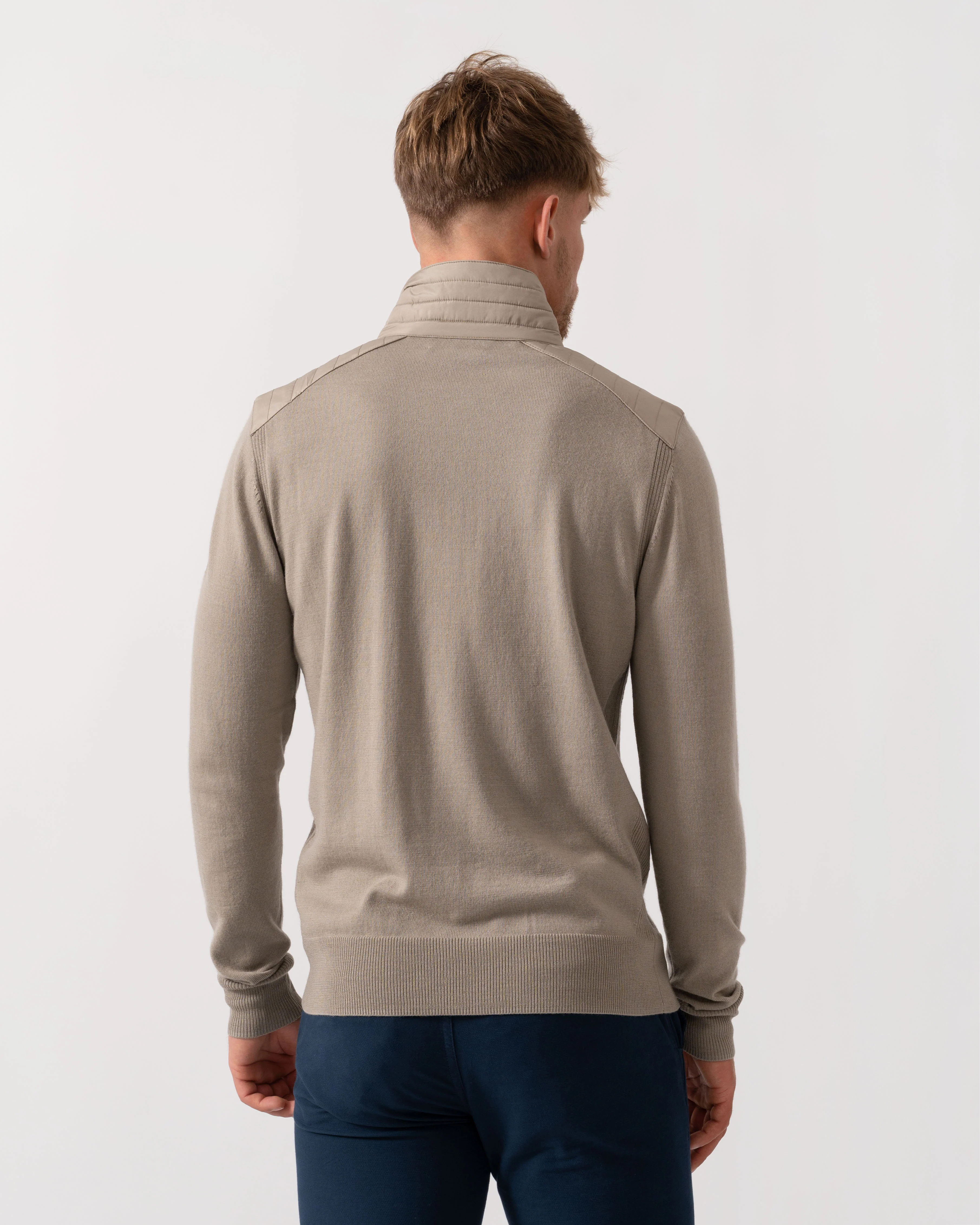 Belstaff Kilmington Mens Merino Wool Quarter Zip Jumper - Dark Sand - Image 4