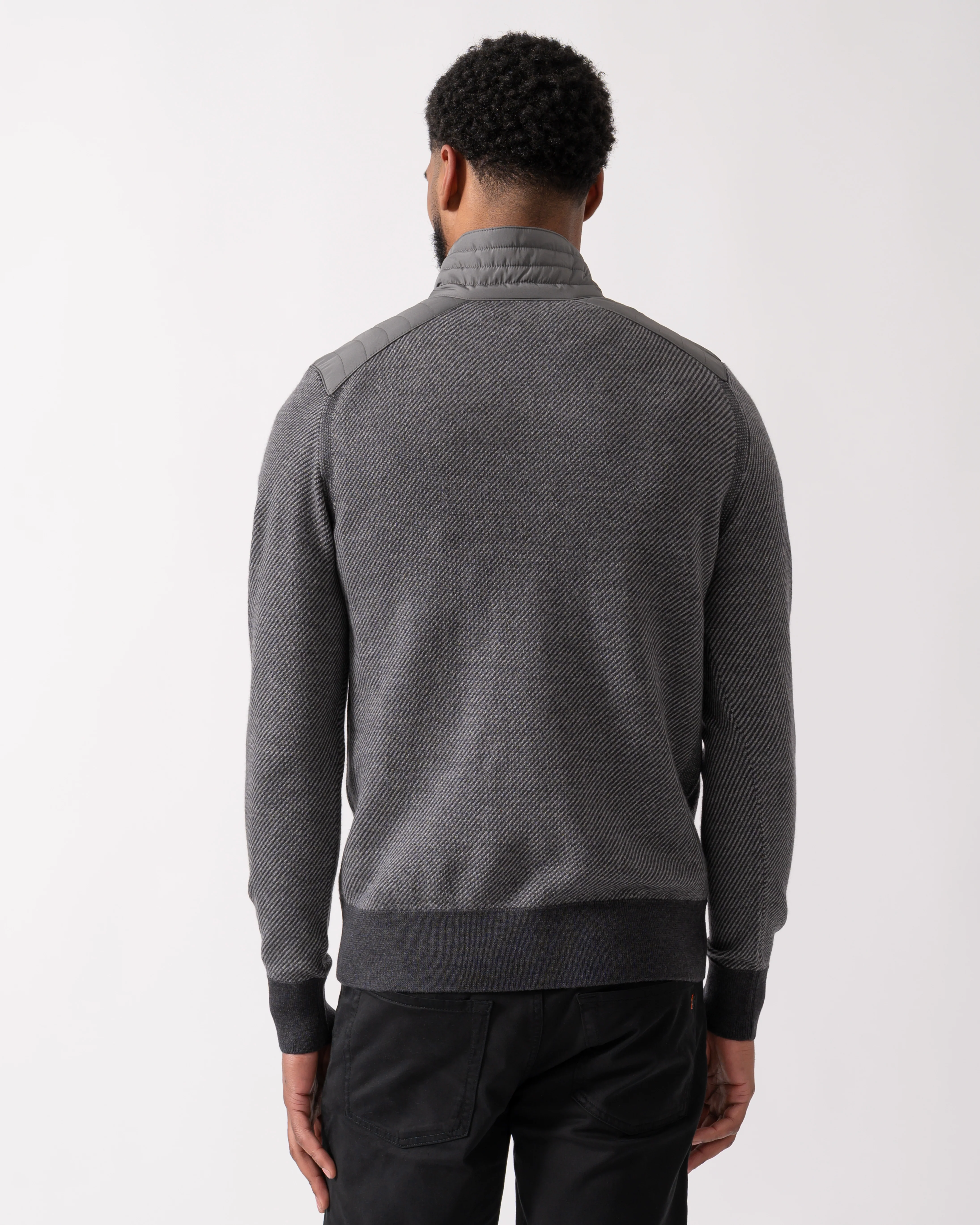 Belstaff Kilmington Mens Quarter Zip Funnel Neck Jumper - Charcoal/Mid Grey - Image 4