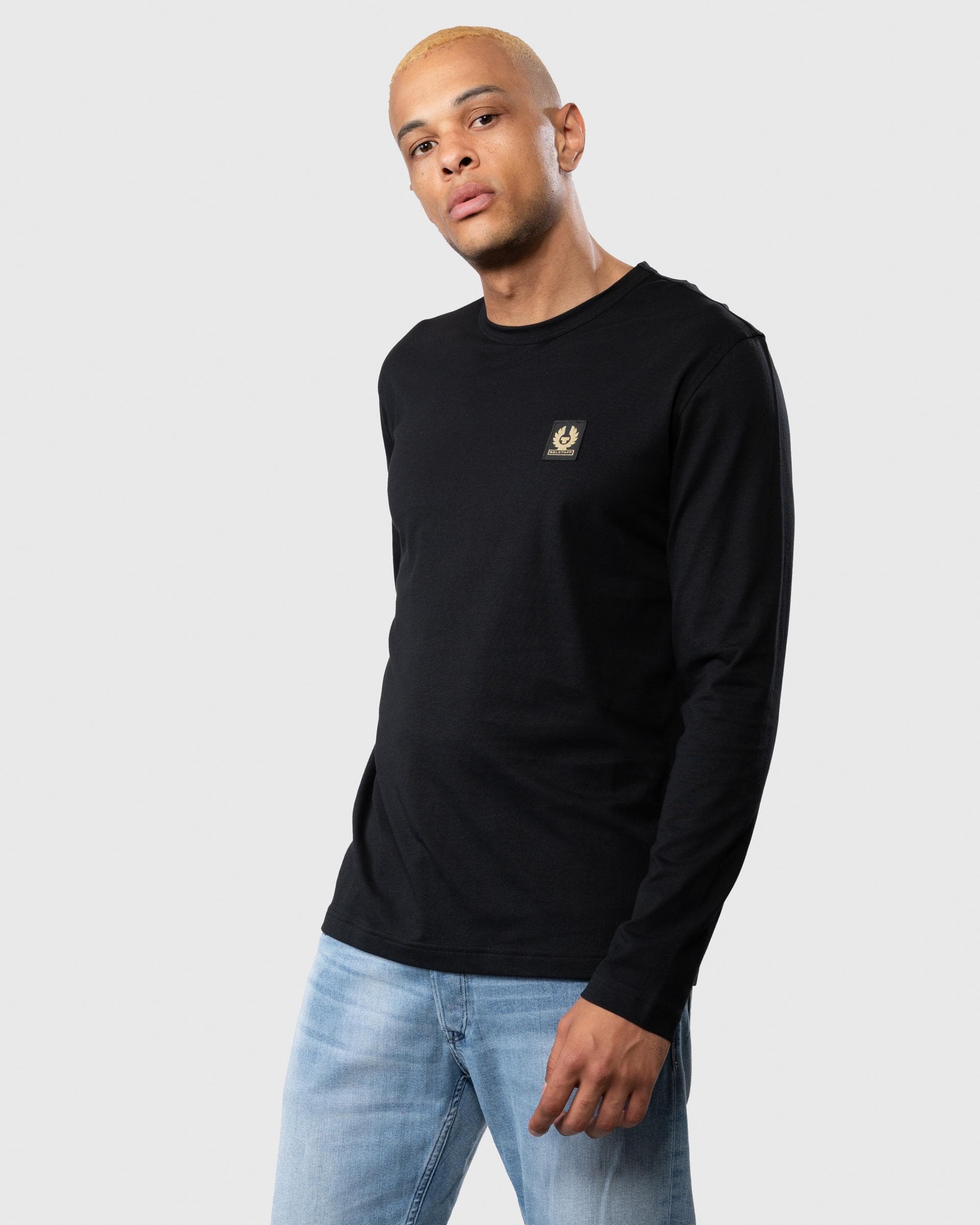 Belstaff Long Sleeved Logo Patch T-Shirt - Black - Image 3