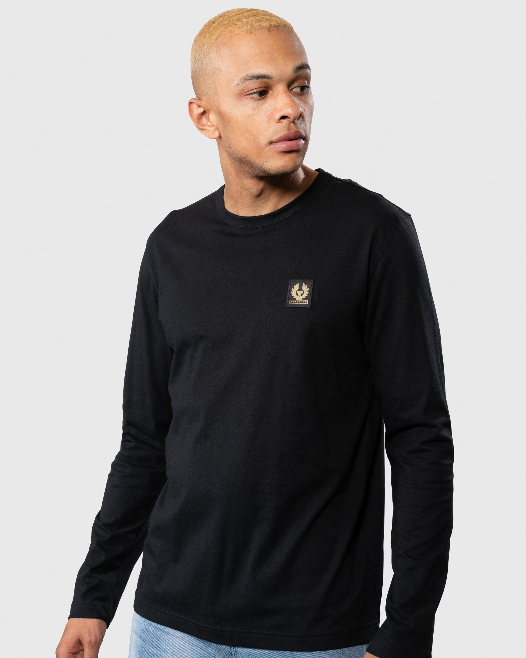 Belstaff Long Sleeved Logo Patch T-Shirt - Black - Image 4