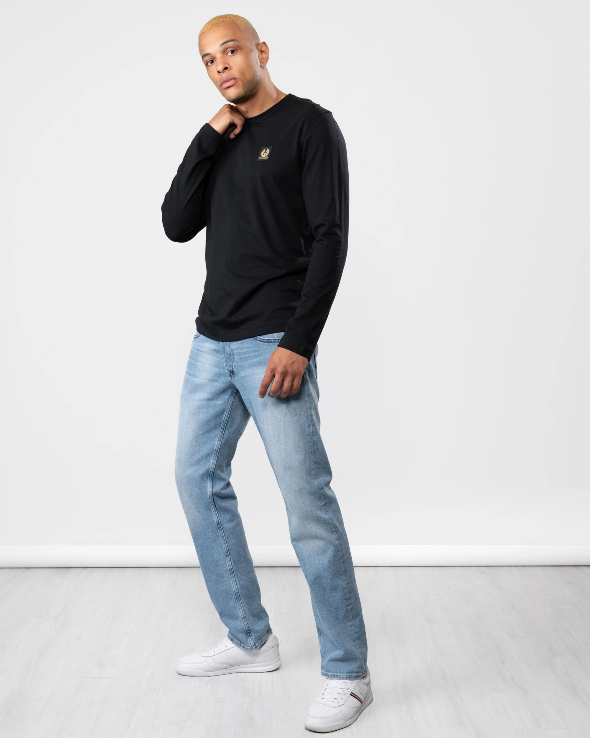 Belstaff Long Sleeved Logo Patch T-Shirt - Black - Image 5