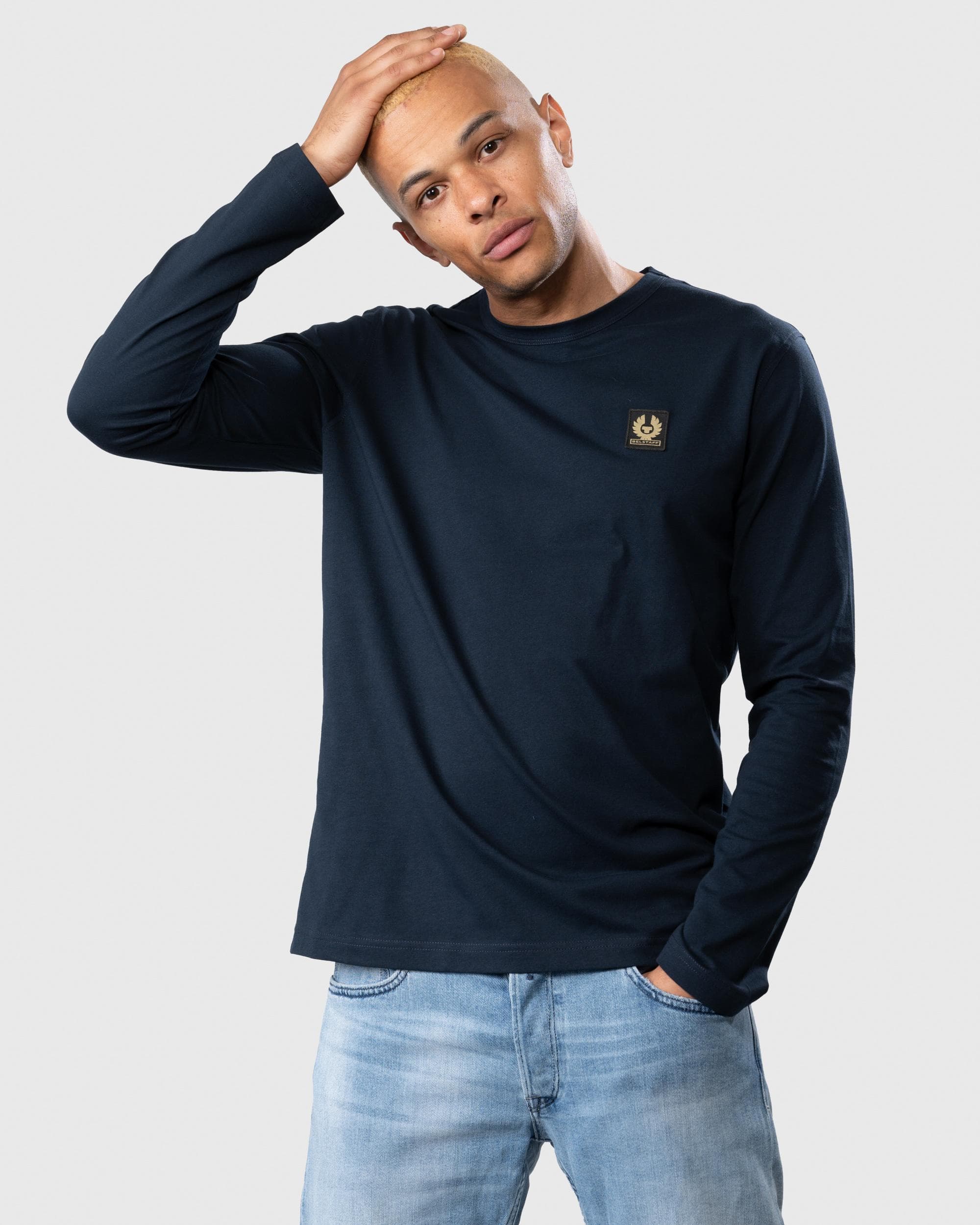 Belstaff Long Sleeved Logo Patch T-Shirt - Dark Ink - Image 3