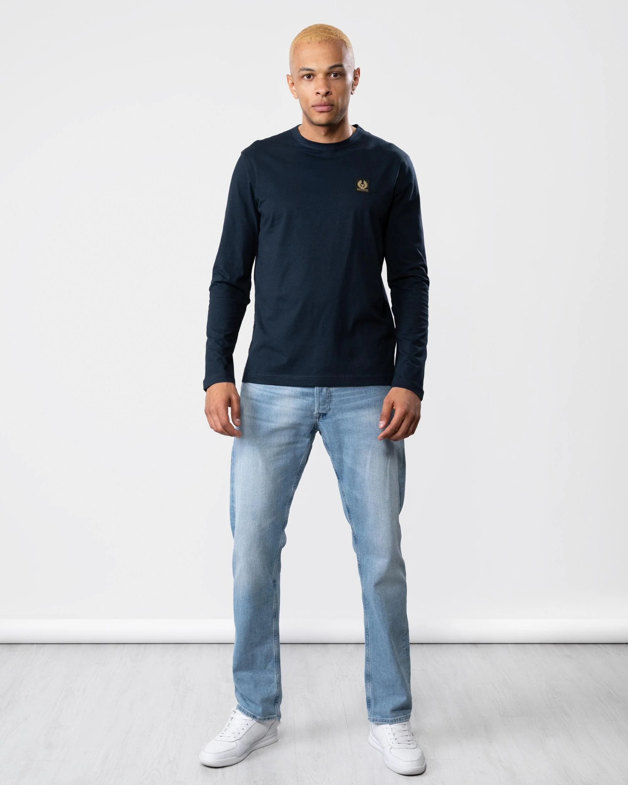 Belstaff Long Sleeved Logo Patch T-Shirt - Dark Ink - Image 4