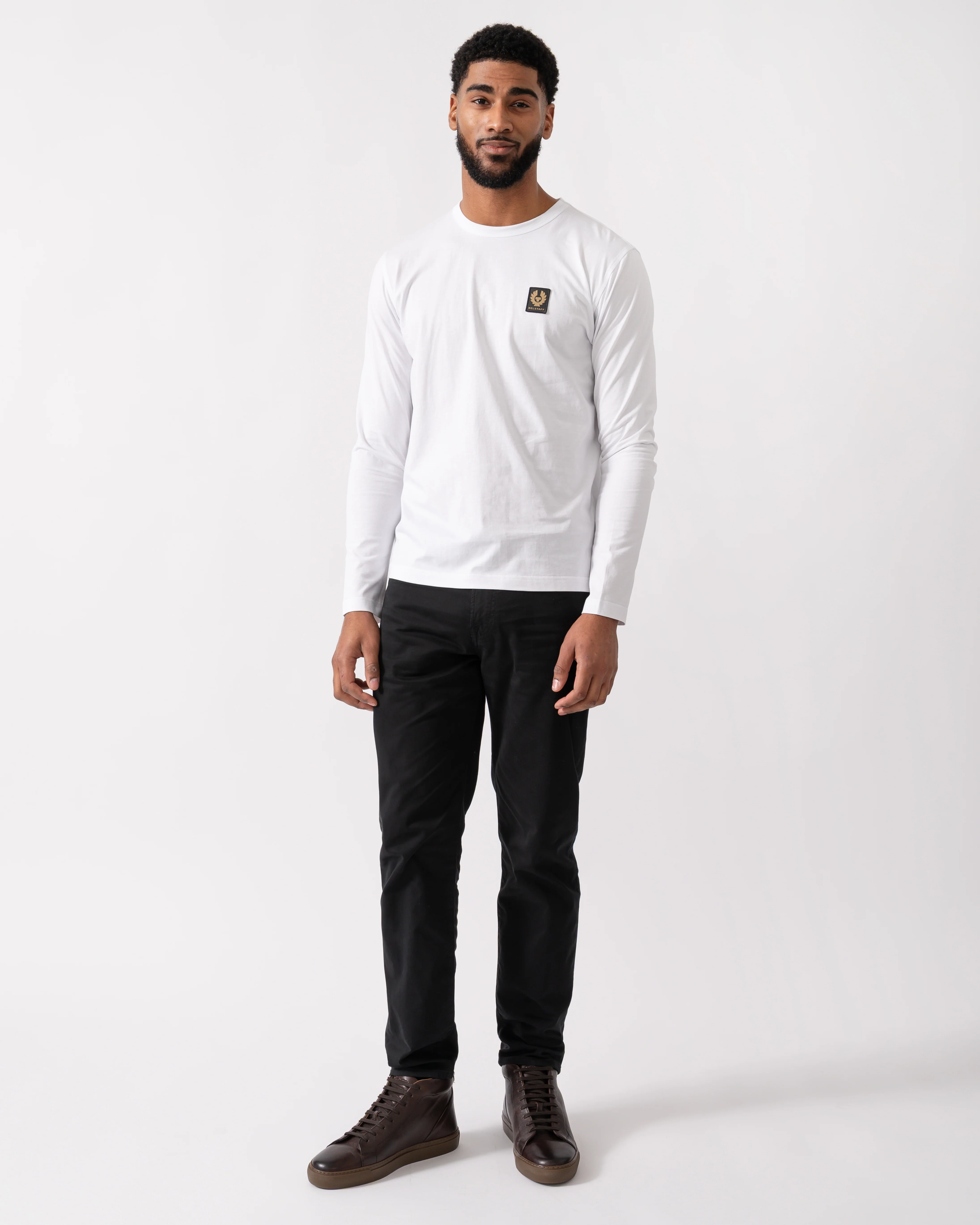 Belstaff Long Sleeved Logo Patch T-Shirt - White - Image 2