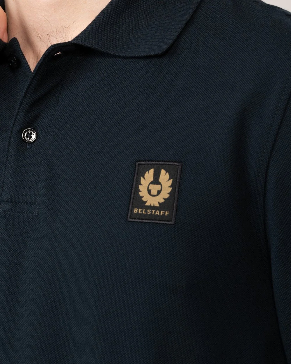 Belstaff Long Sleeved Mens Essentials Polo - Dark Ink - Image 4