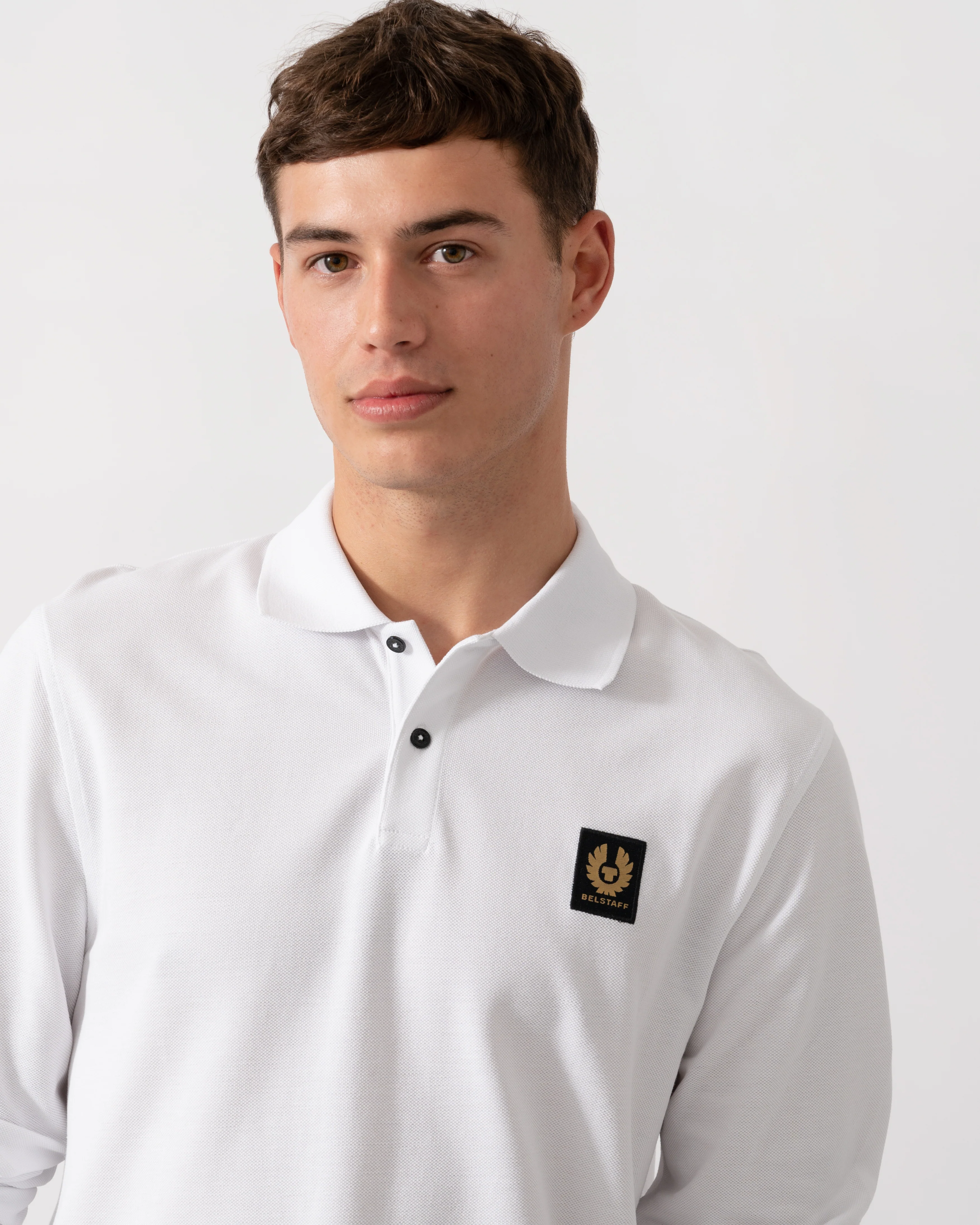Belstaff Long Sleeved Mens Essentials Polo - White - Image 3