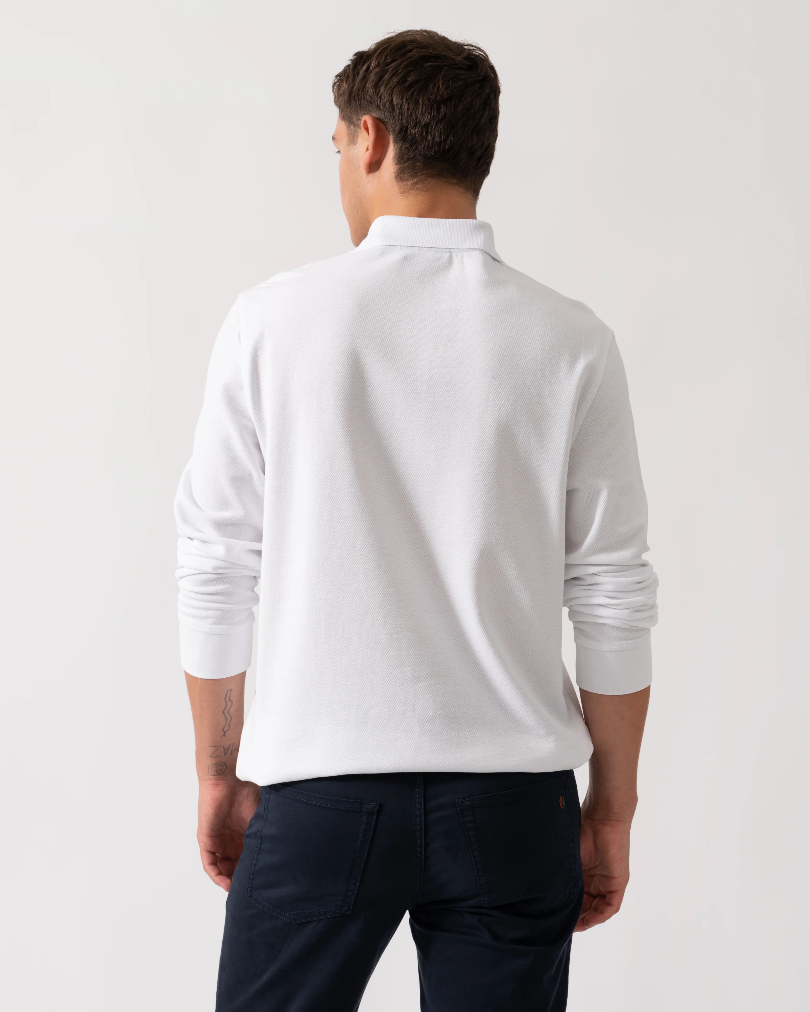 Belstaff Long Sleeved Mens Essentials Polo - White - Image 4