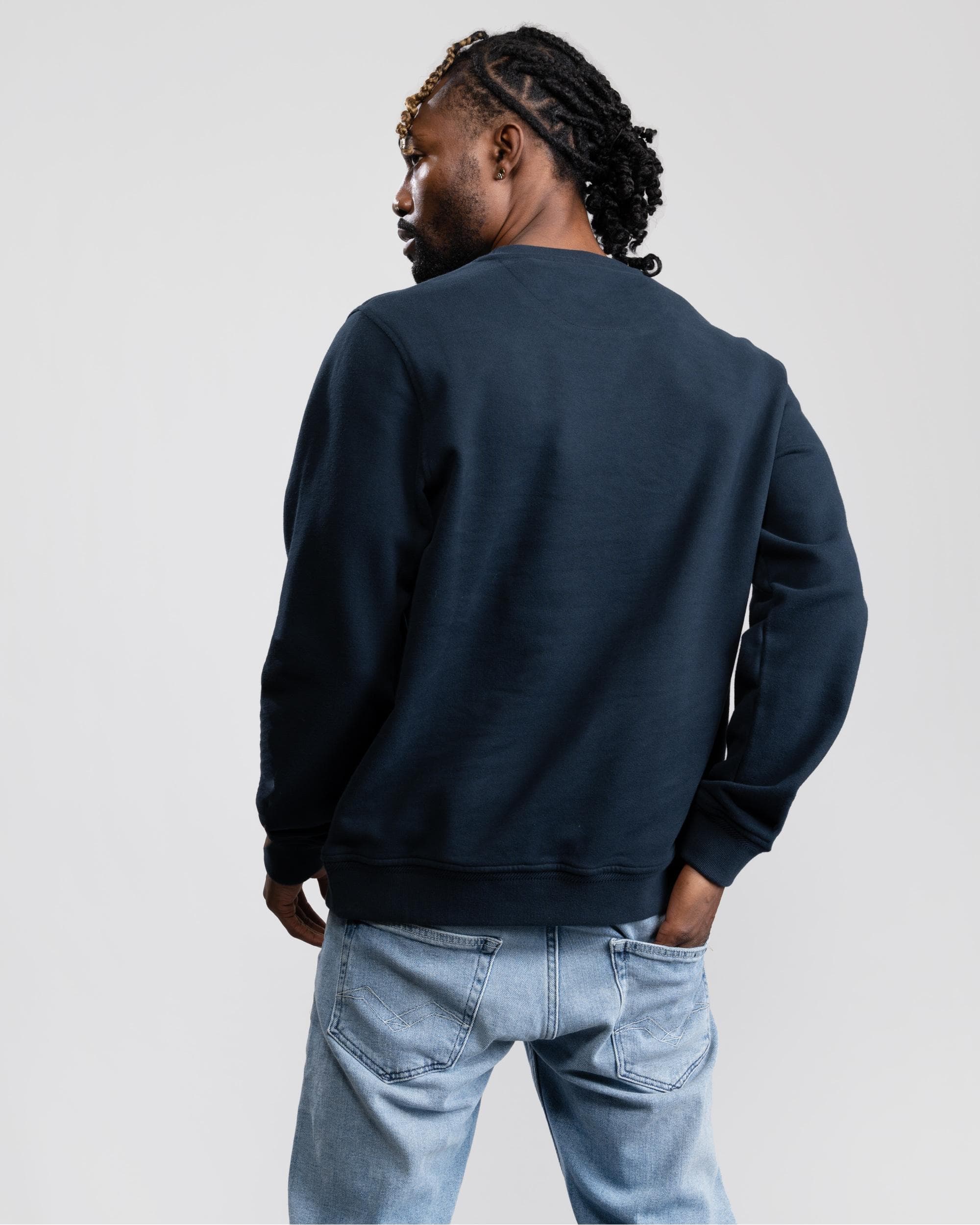 Belstaff Mens Crew Neck Sweatshirt With Logo Patch - Dark Ink - Image 4